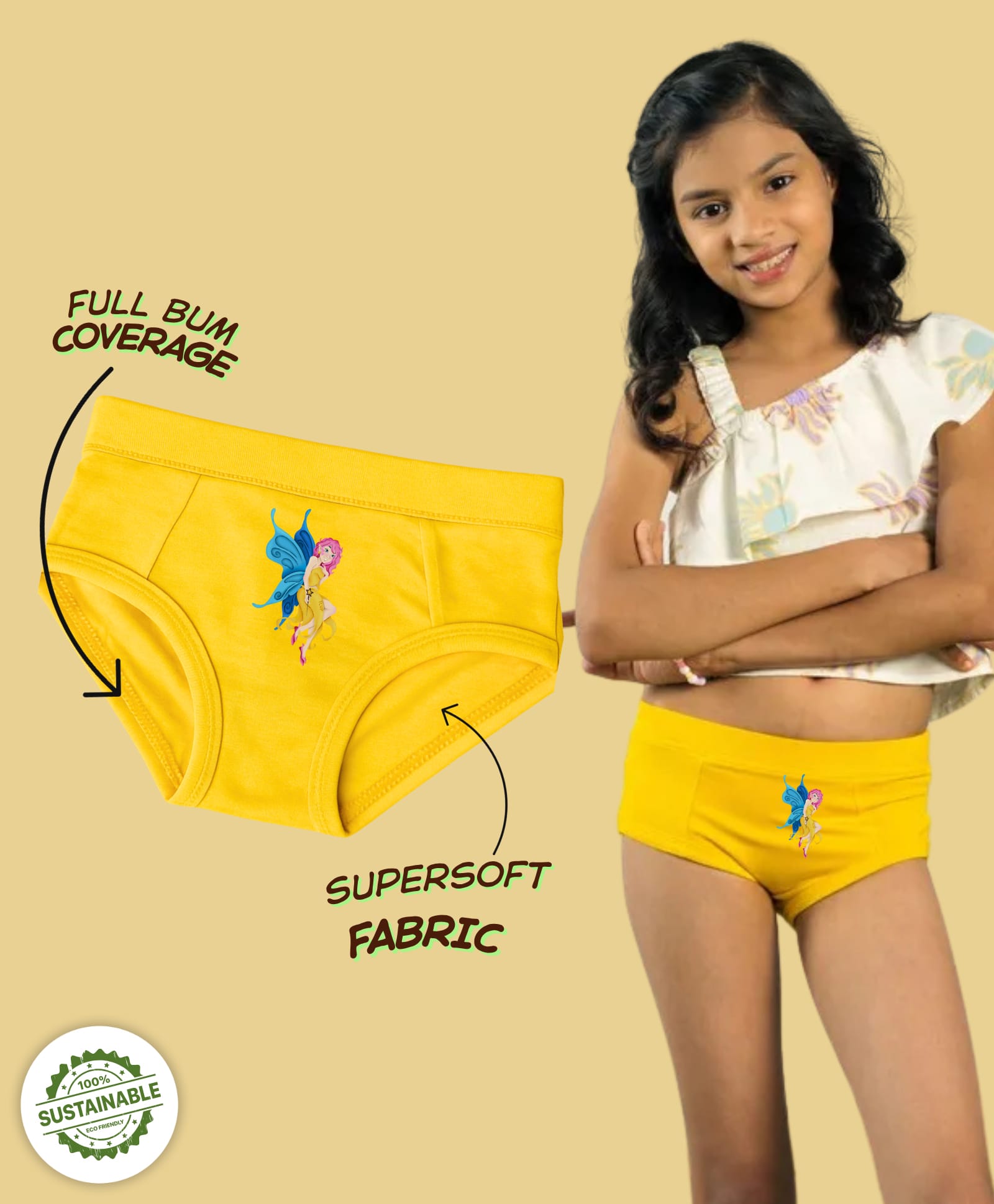 THE COVER UP PROJECT Modal Knit Fairy Printed Panty - Yellow-picture-27