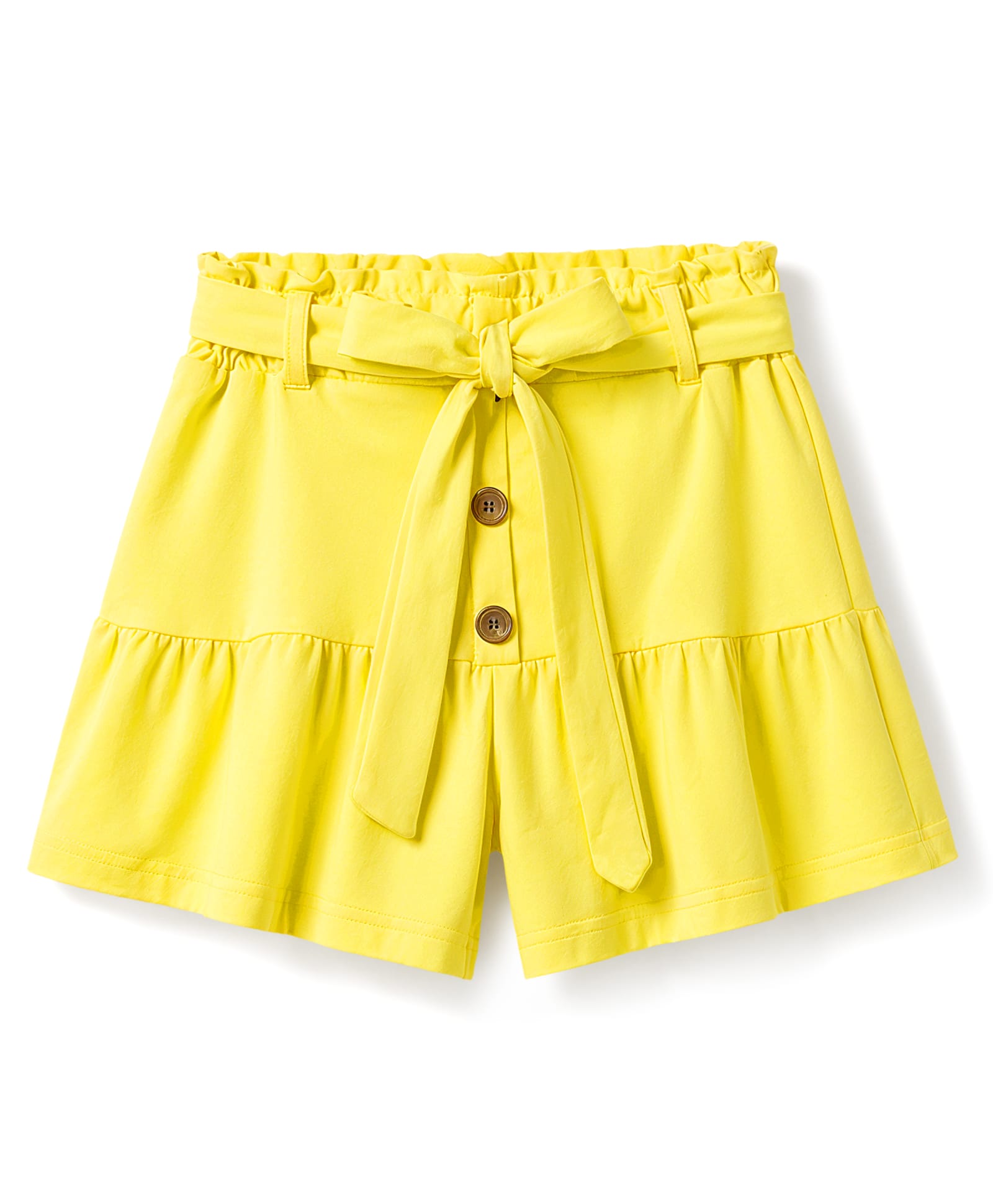 Olio Kids Cotton Knit Above Knee Length Solid Shorts With Belt - Yellow-picture-26