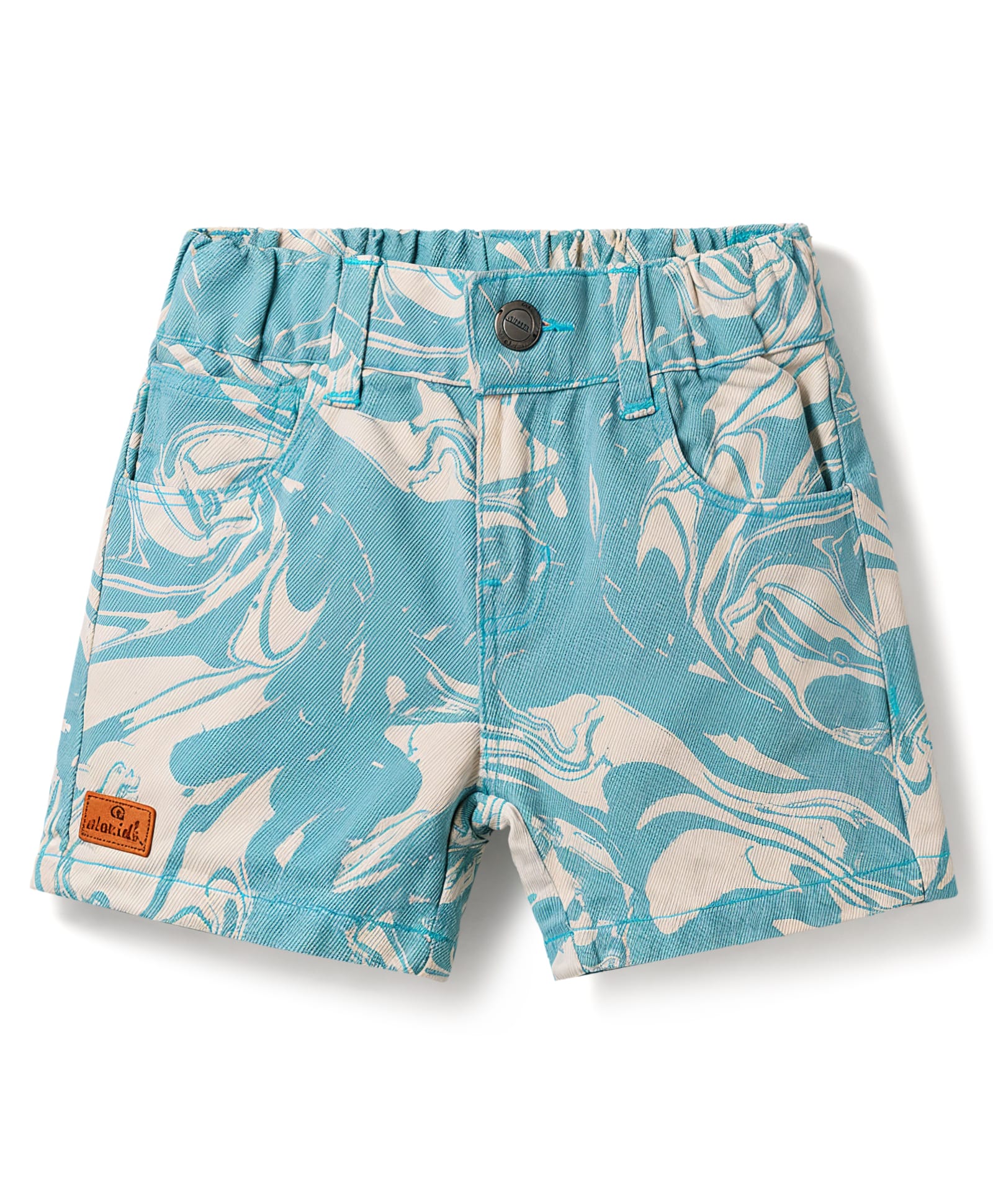 Olio Kids Cotton Knit Above Knee Length Abstract Printed Shorts - Light Blue-image-35