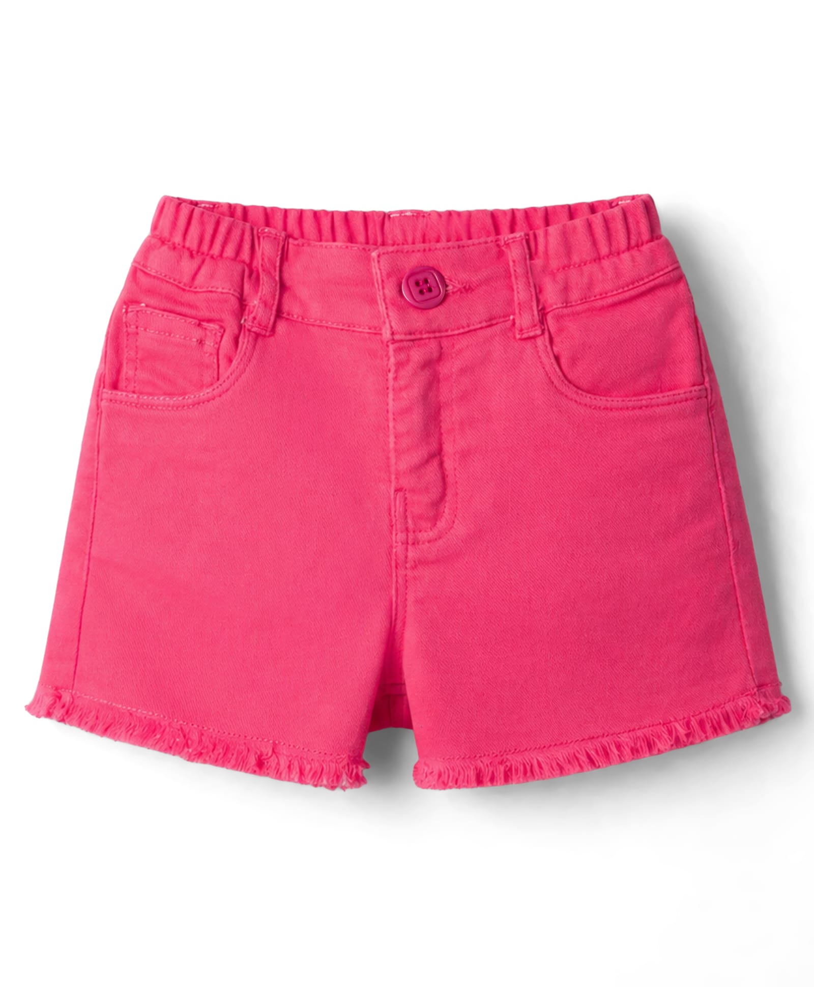Olio Kids Cotton Knit Above Knee Length Solid Shorts - Fuchsia-picture-24