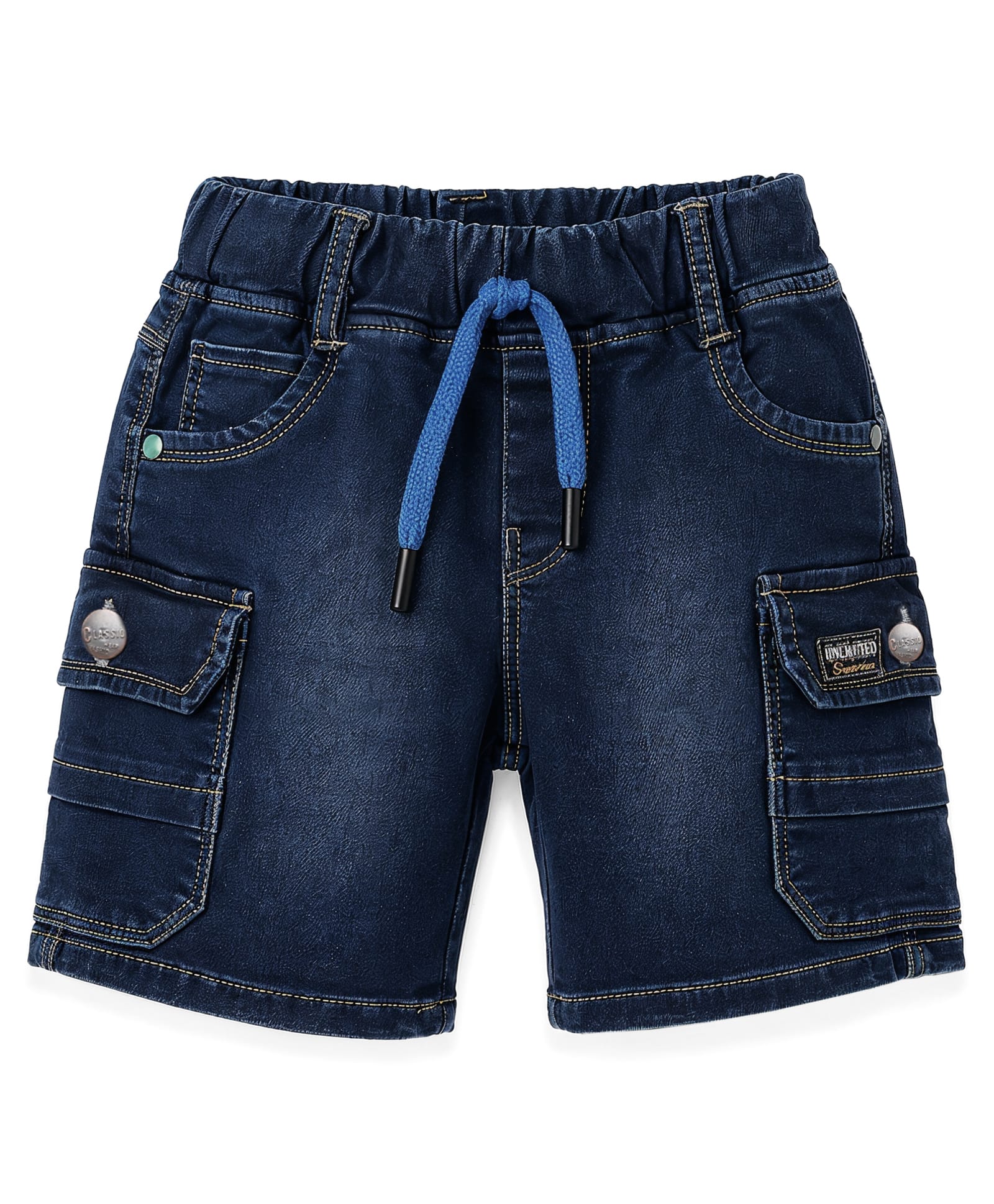 Olio Kids Knit Above Knee Length Solid Denim Shorts - Light Blue-image-42