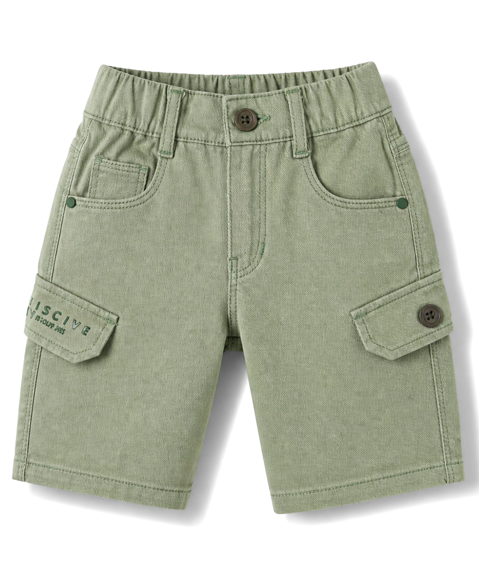 Olio Kids Cotton Knit Above Knee Length Solid Colour Shorts - Olive-image-46