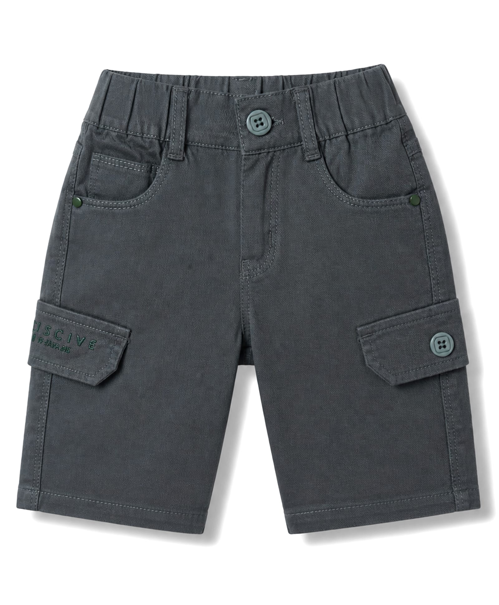 Olio Kids Cotton Knit Above Knee Length Solid Colour Shorts - Charcoal Grey-picture-20