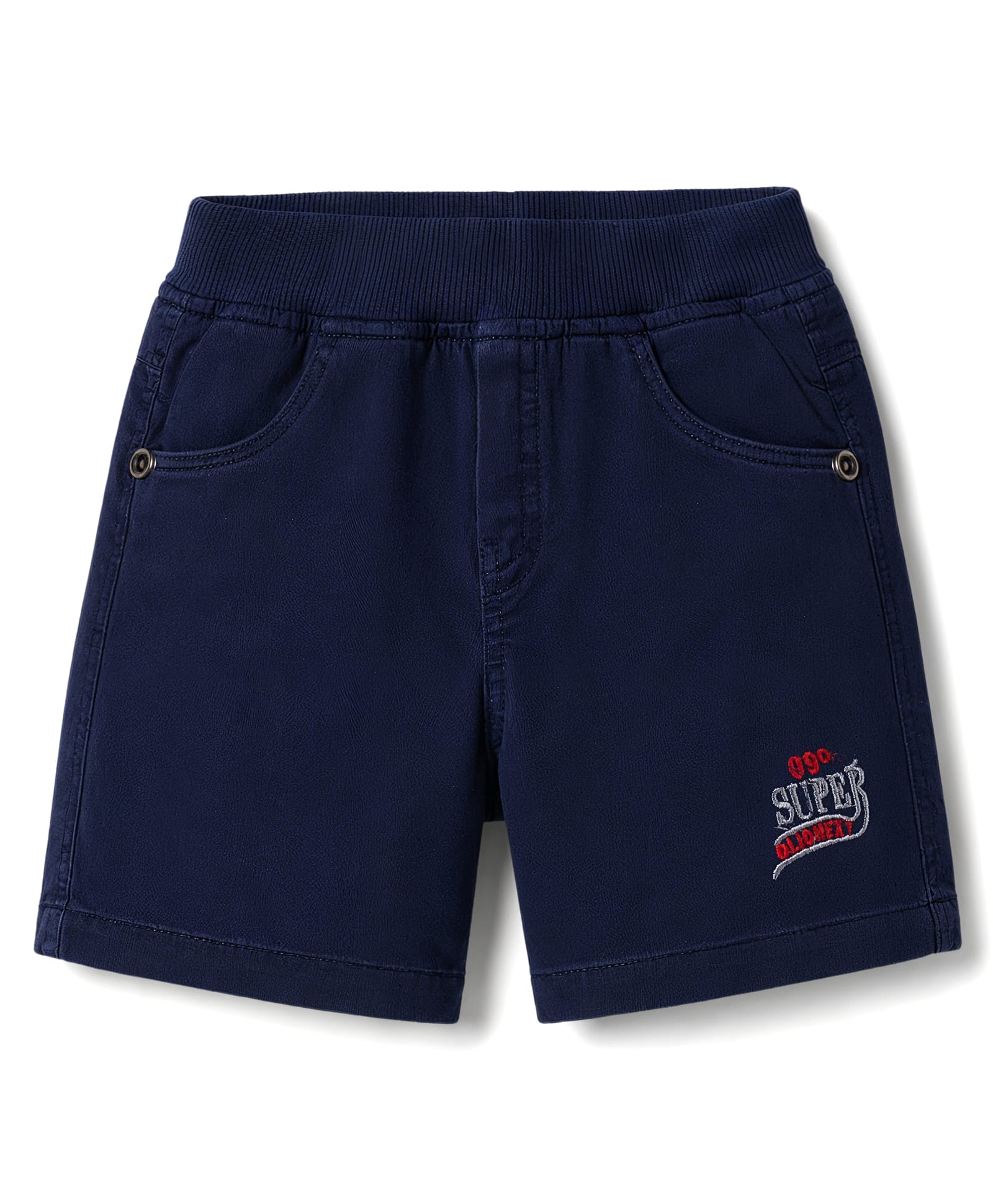 Olio Kids Cotton Knit Above Knee Length Solid Shorts - Navy Blue-image-32