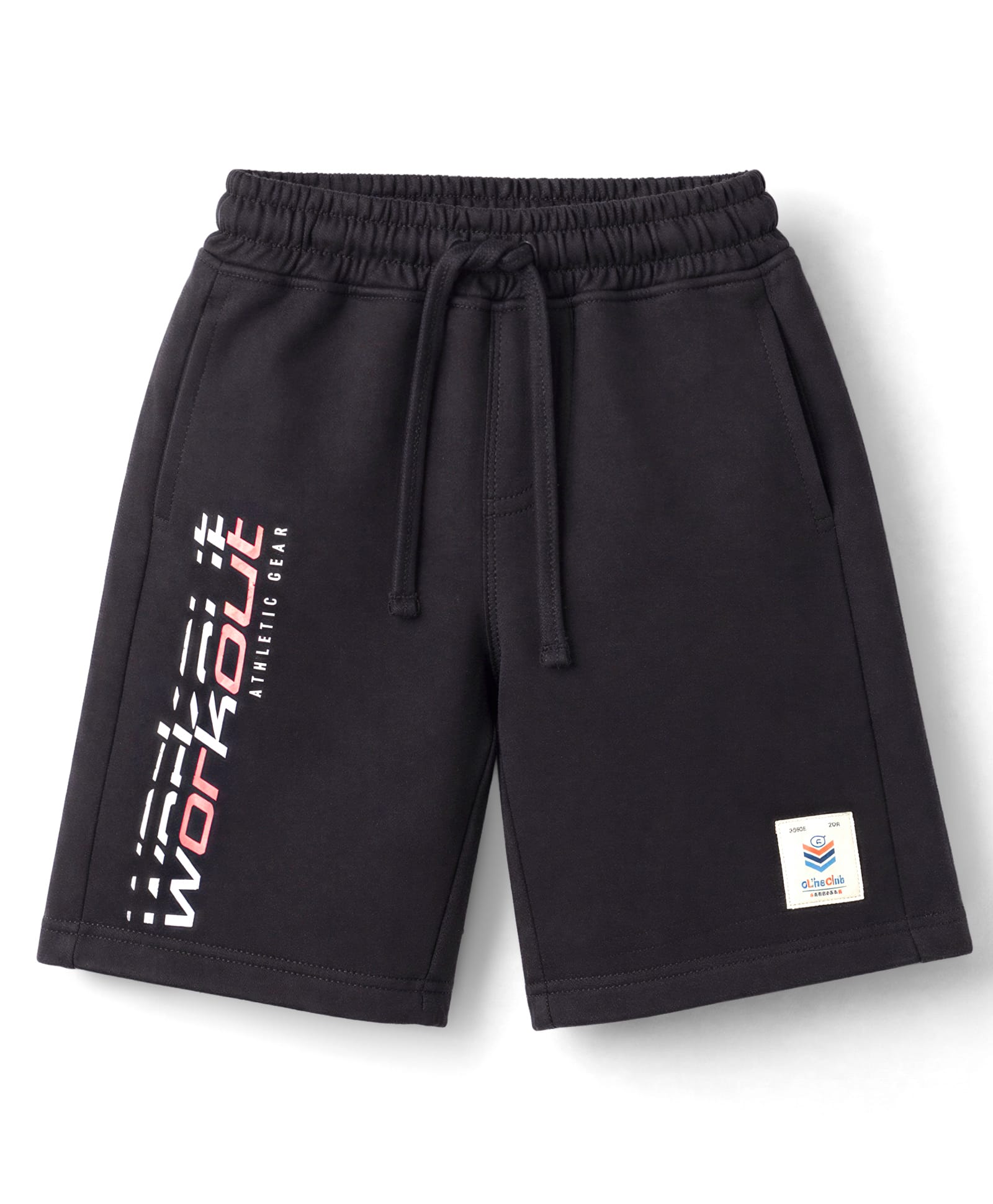 Olio Kids Cotton Knit Above Knee Length Text Printed Shorts - Black-picture-20