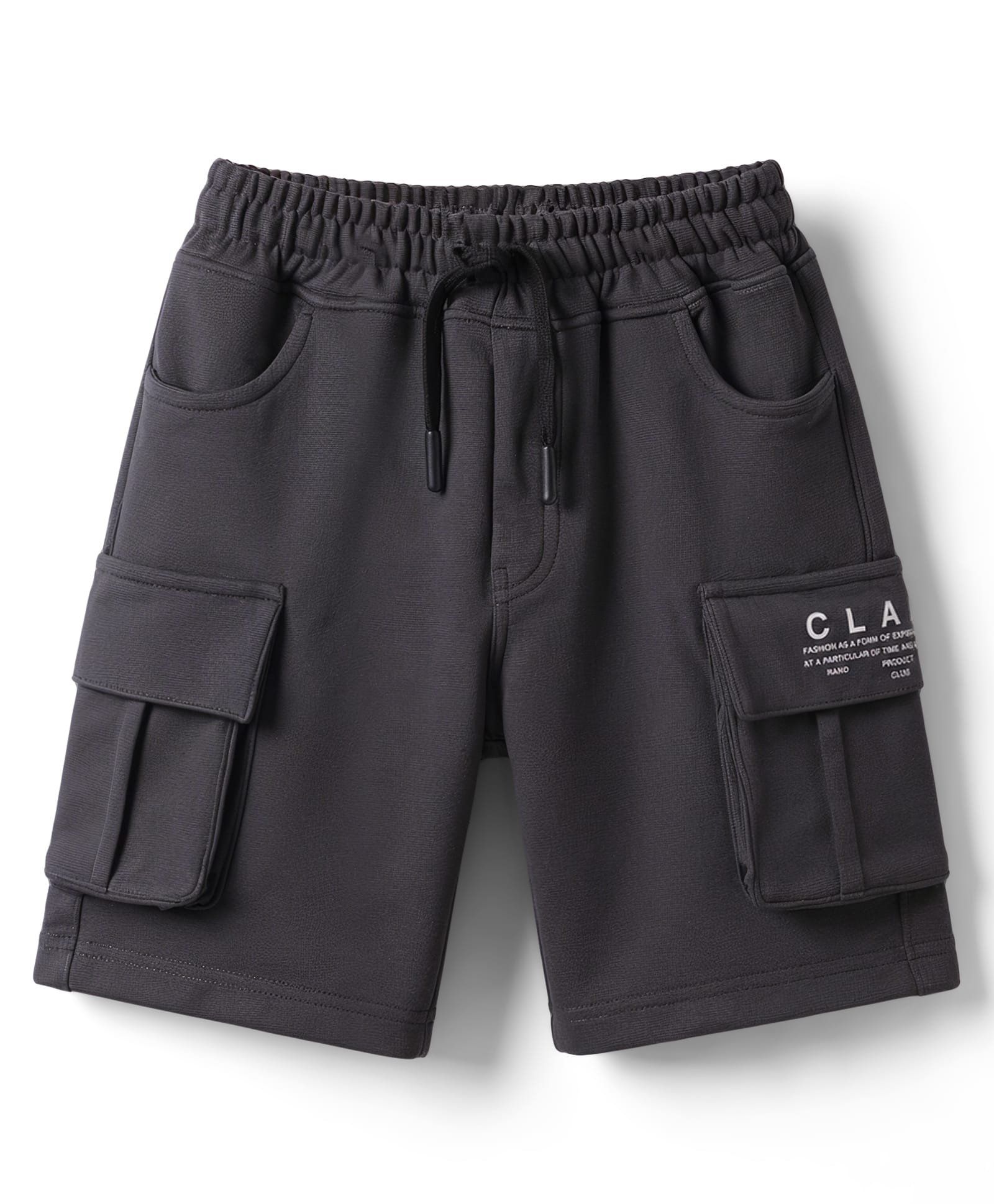 Olio Kids Cotton Knit Above Knee Length Shorts with Text Print - Grey-image-43