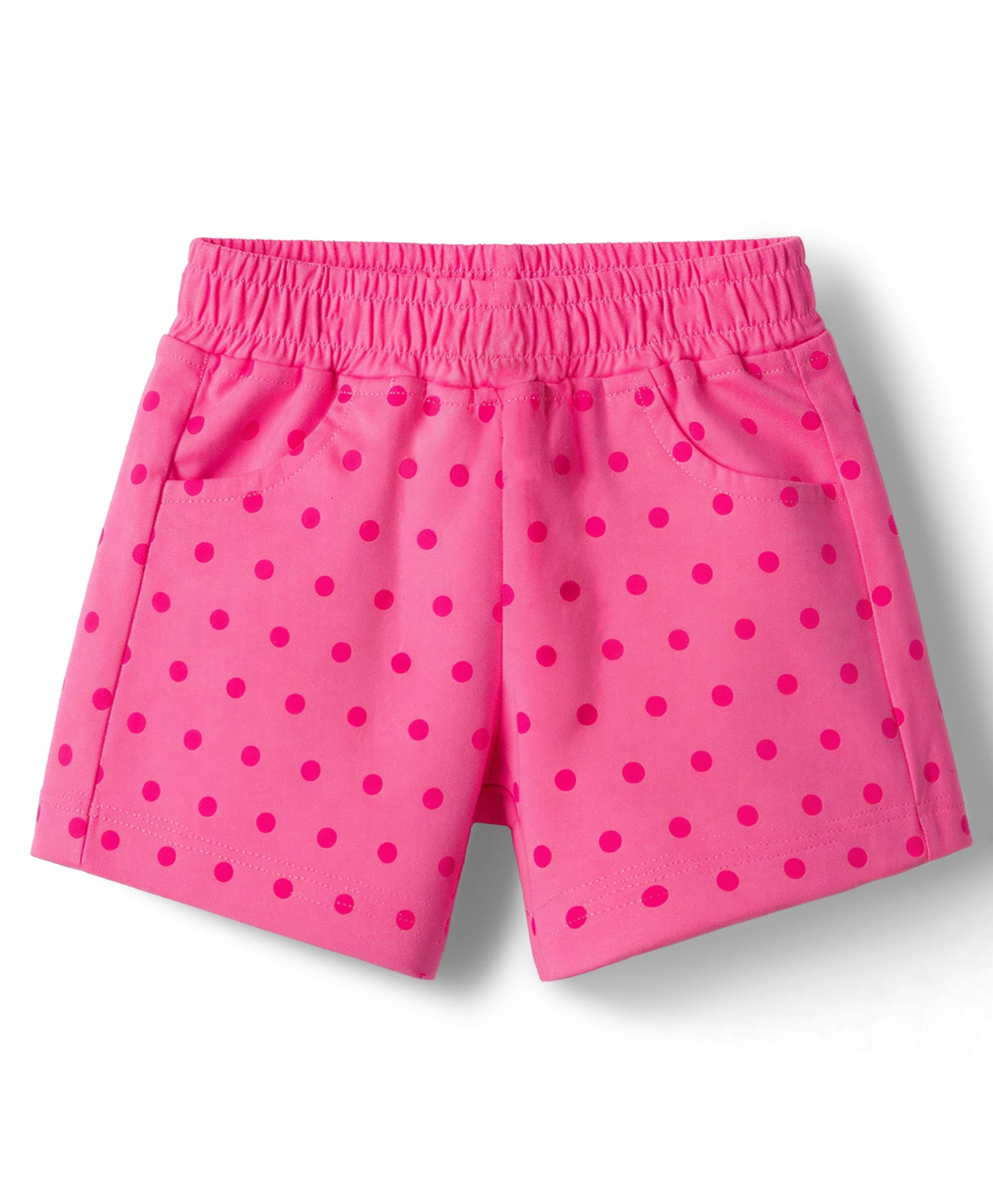 Olio Kids Cotton Knit Above Knee Length Polka Dots Printed Shorts - Pink-image-44
