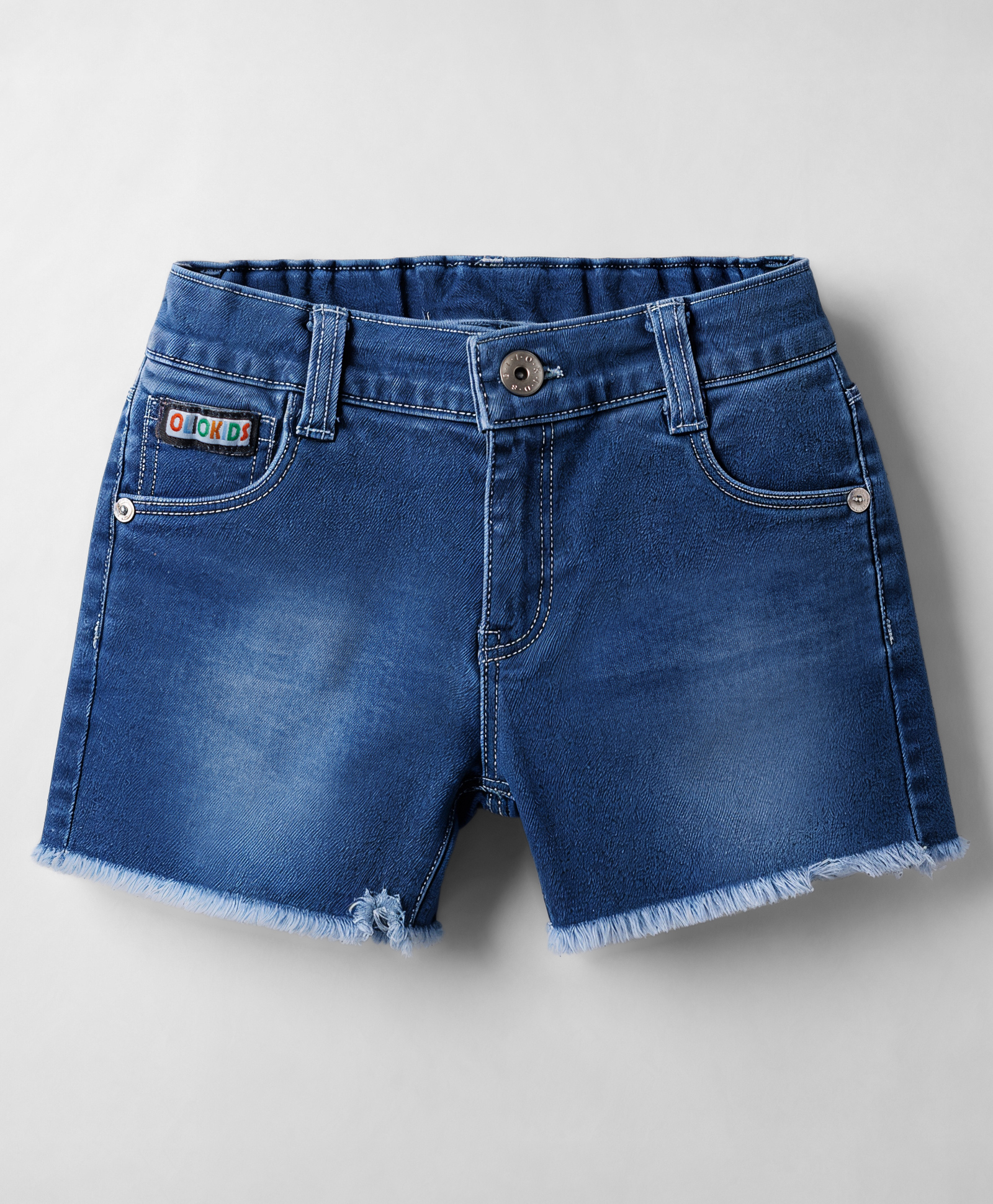 Olio Kids Knit Above Knee Length Solid Denim Shorts - Light Blue-image-26