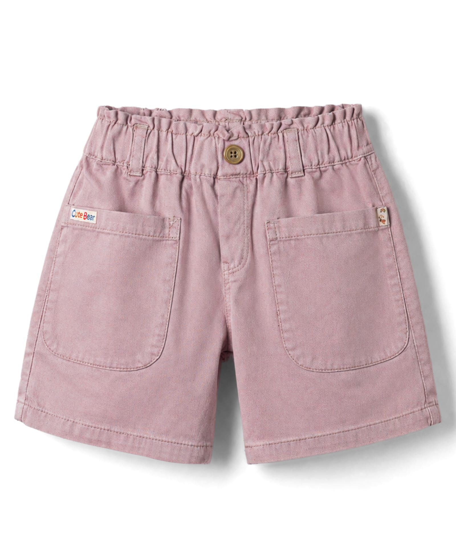 Olio Kids Cotton Knit Above Knee Length Solid Shorts With Front Pockets - Purple-picture-28