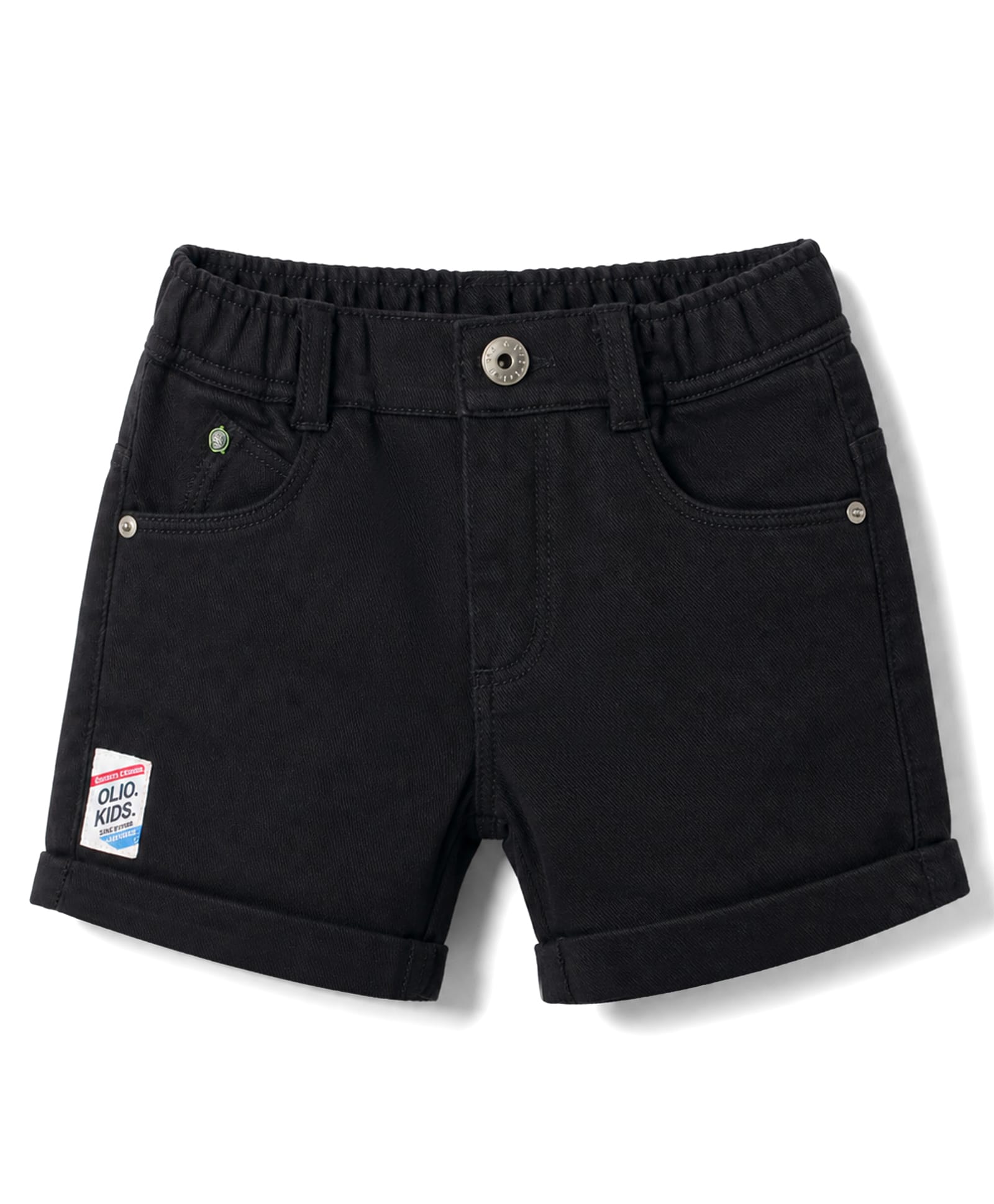 Olio Kids Cotton Knit Above Knee Length Solid Colour Shorts - Black-picture-25