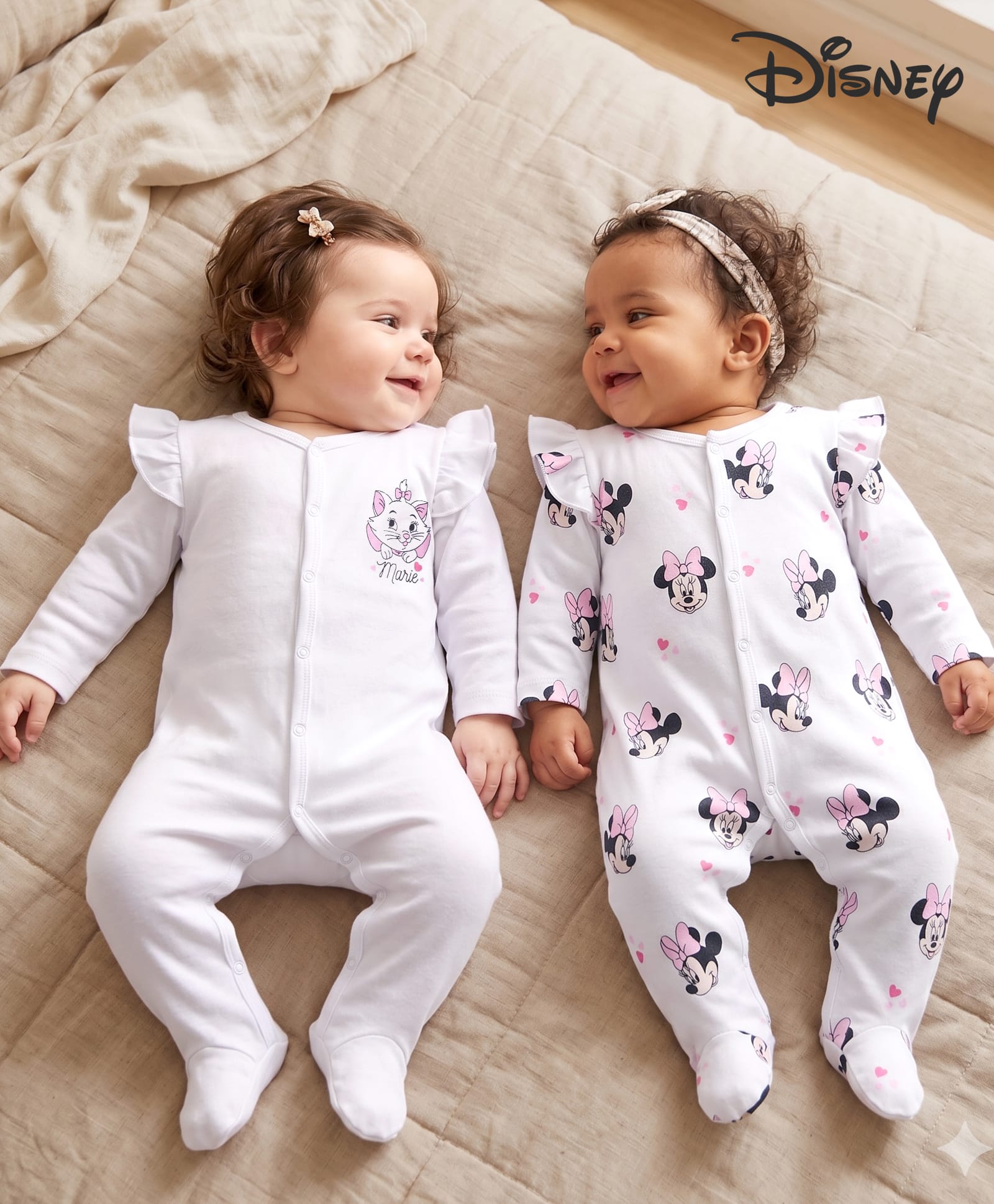 Babyhug Disney 100% Cotton Knit Full Sleeves Sleepsuits With Disney Character Graphic Pack of 2 - White-image-27