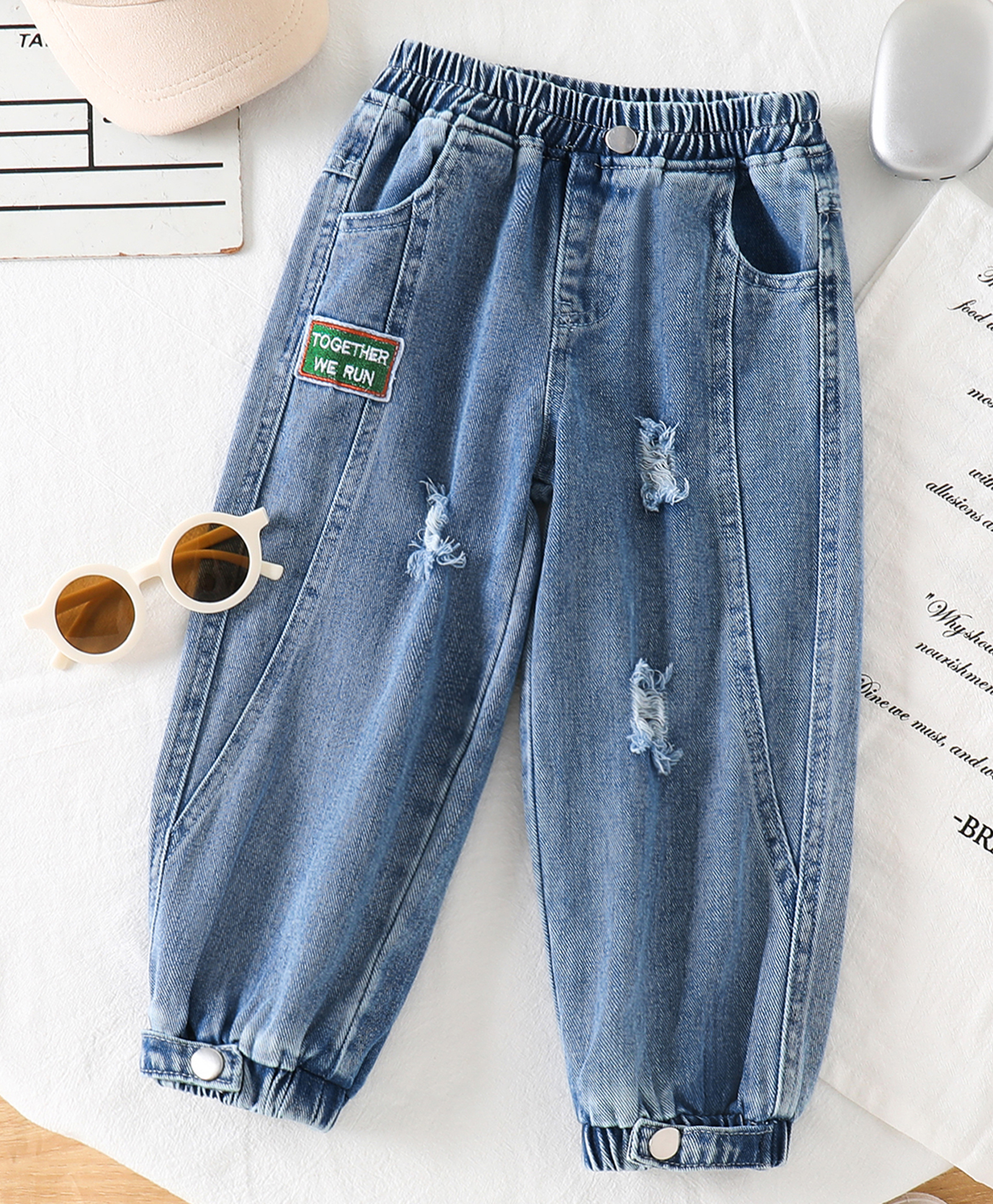 Mark & Mia Ankle Length Distressed Jogger Style Jeans - Blue-picture-23