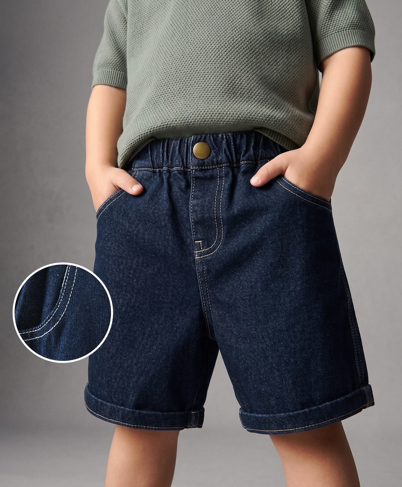 Mark & Mia Knee Length Washed Shorts - Navy Blue-picture-11