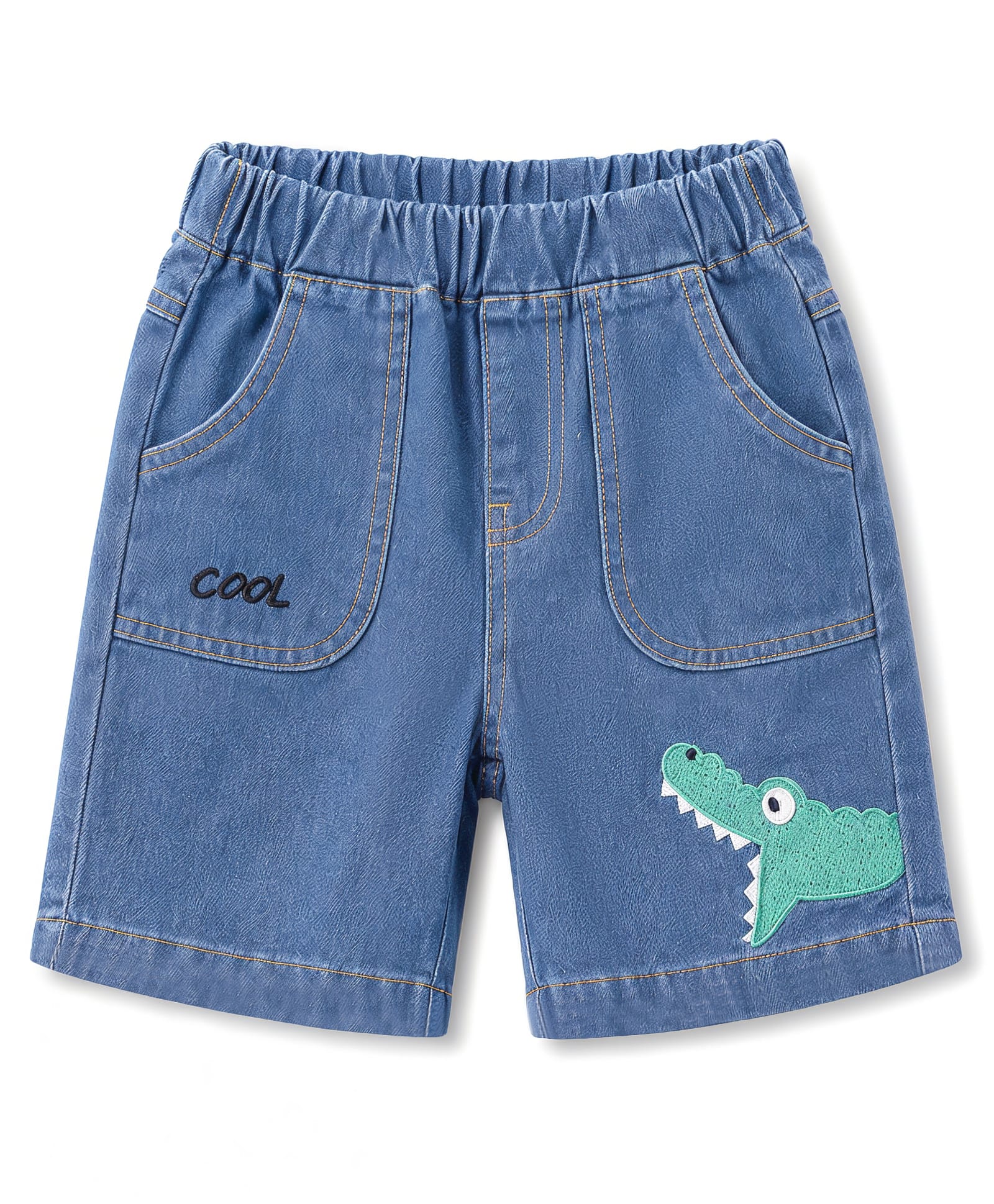 Mark & Mia Knee Length Crocodile Embroidered Shorts - Blue-picture-15