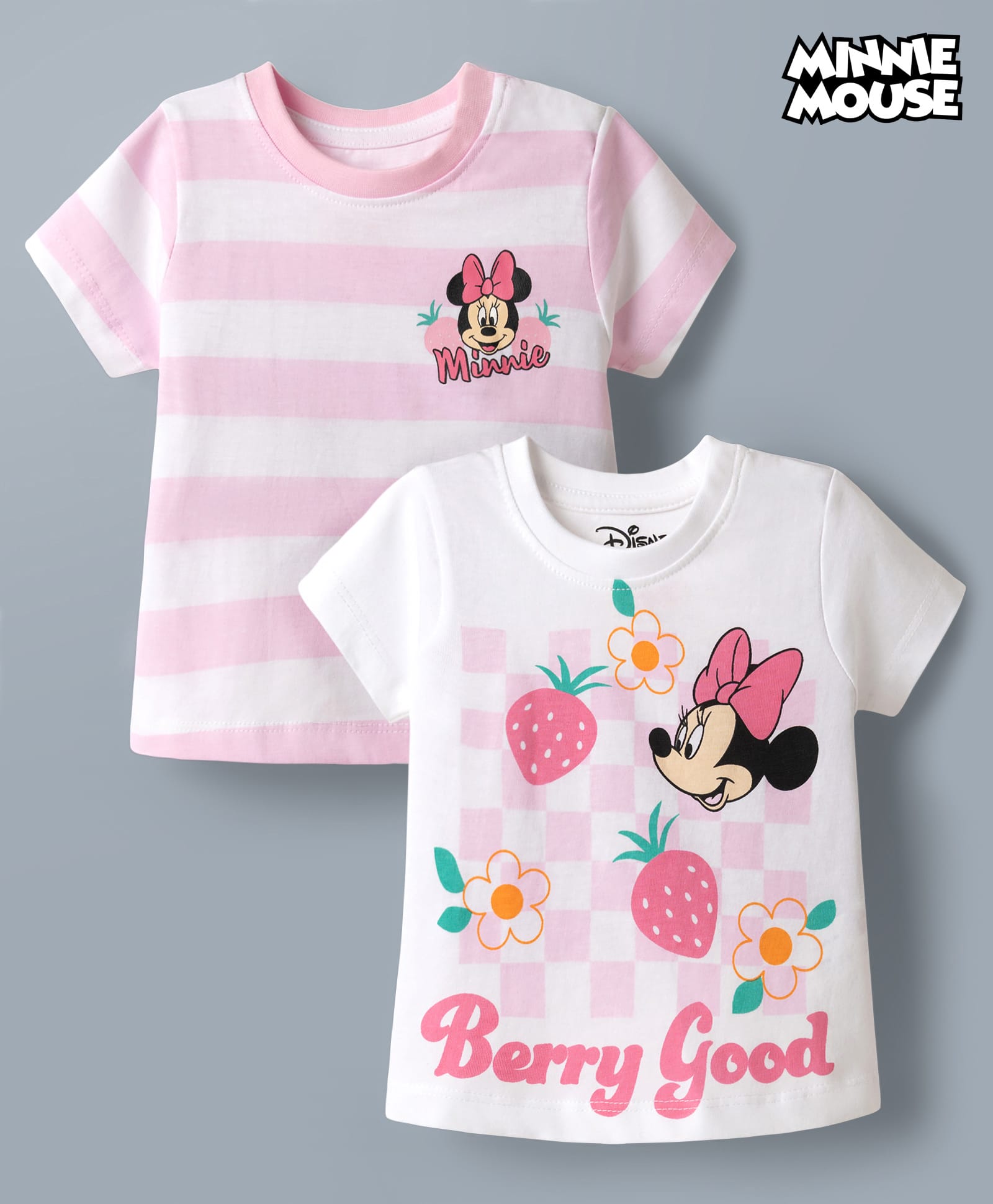 BABYHUG DISNEY GIRLS HALF SLEEVE T-SHIRT WITH MINNIE AND FRIENDS GRAPHIC - PACK OF 2-image-4