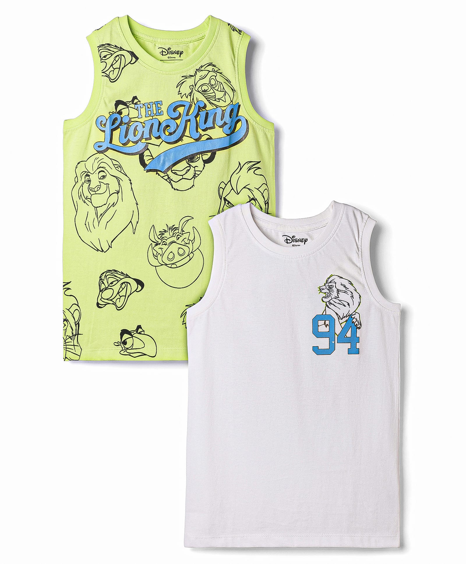 Honeyhap Disney Single Jersey Knit Sleeveless Vests With Lion King Graphic Pack of 2 - Light Green & White-image-29