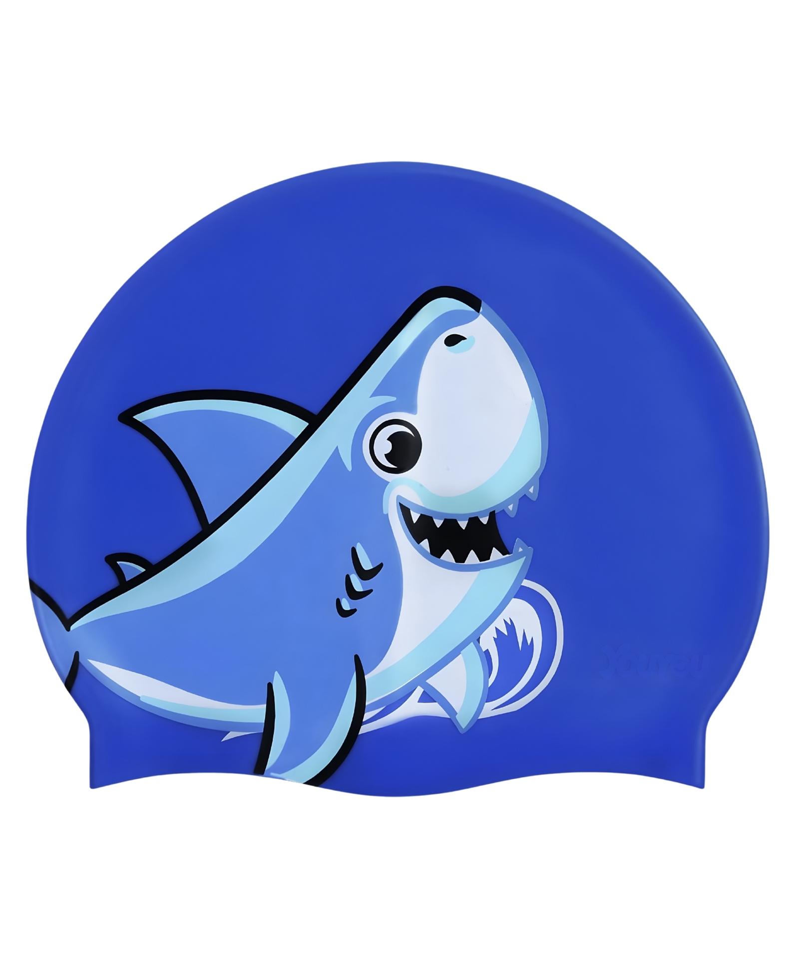 KARBD Cartoon Design Super Soft Silicone Swimming Cap for Kids White Shark - Blue-picture-27