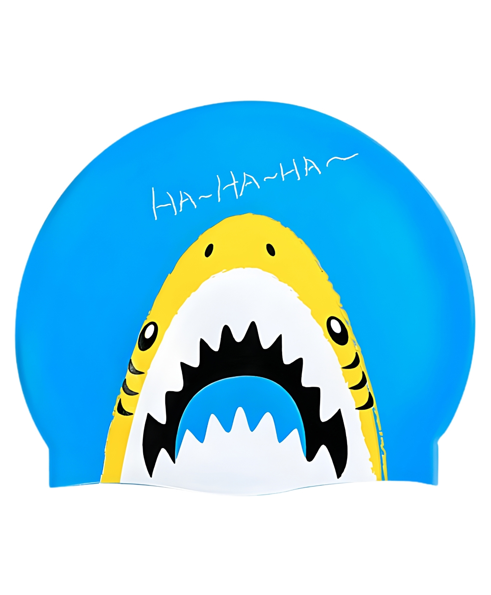KARBD Cartoon Design Super Soft Silicone Swimming Cap for Kids Shark Print- Blue Yellow Shark-image-21