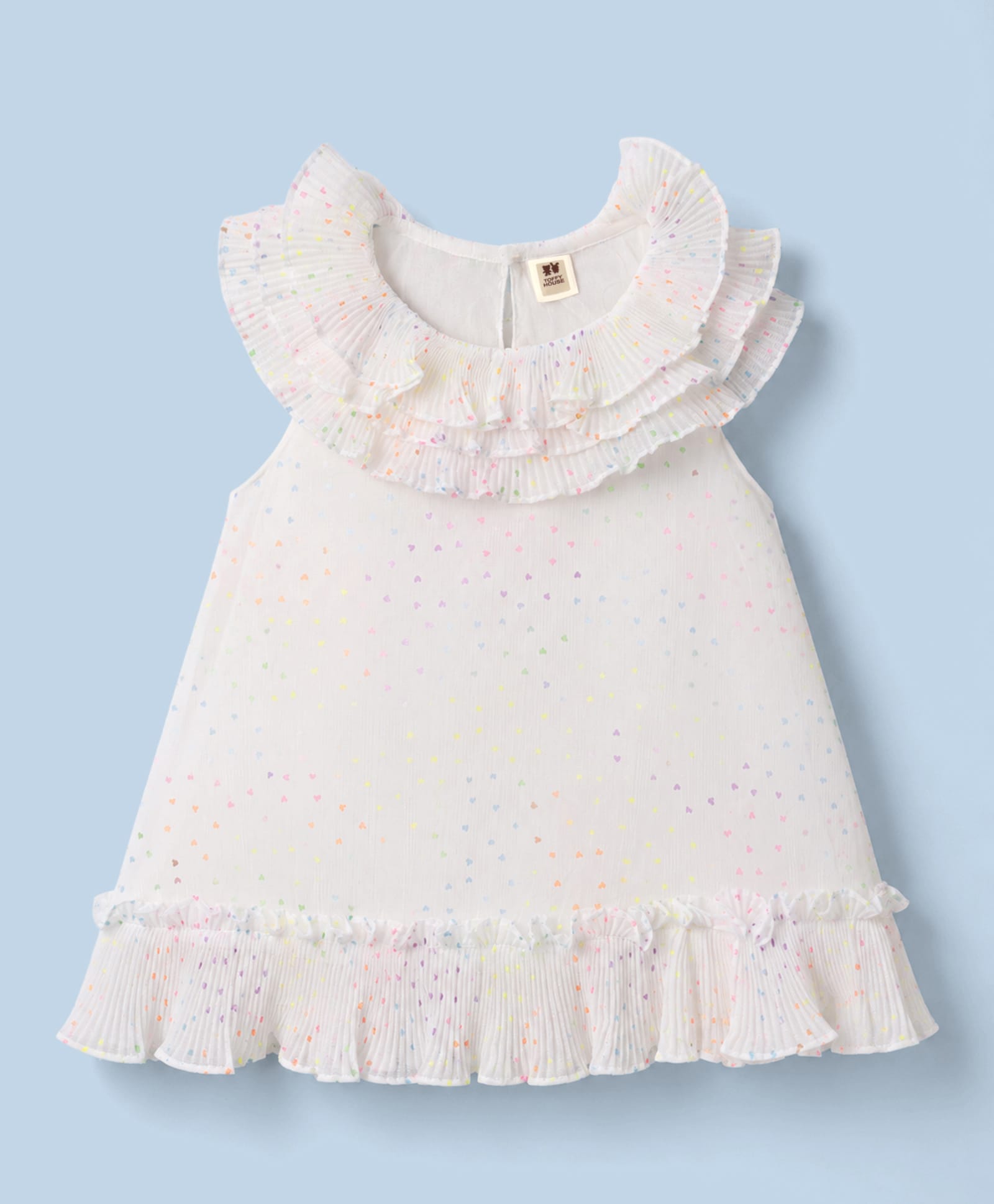 ToffyHouse Cotton Knit Sleeveless Party Dress With Heart Print - White-picture-21
