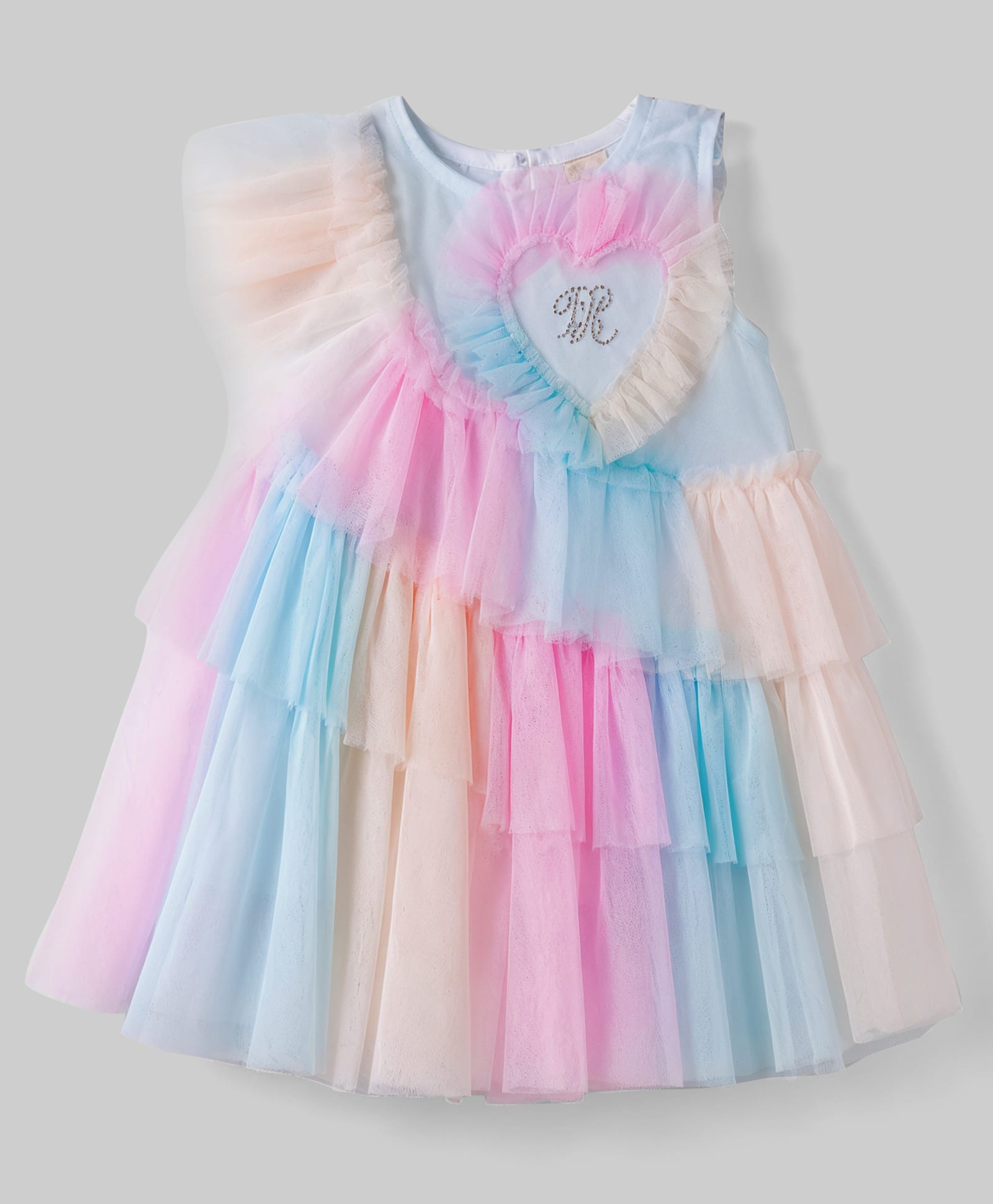 ToffyHouse Cotton Knit Sleeveless Party Dress With Frills & Embellishment - Multicolor-picture-36