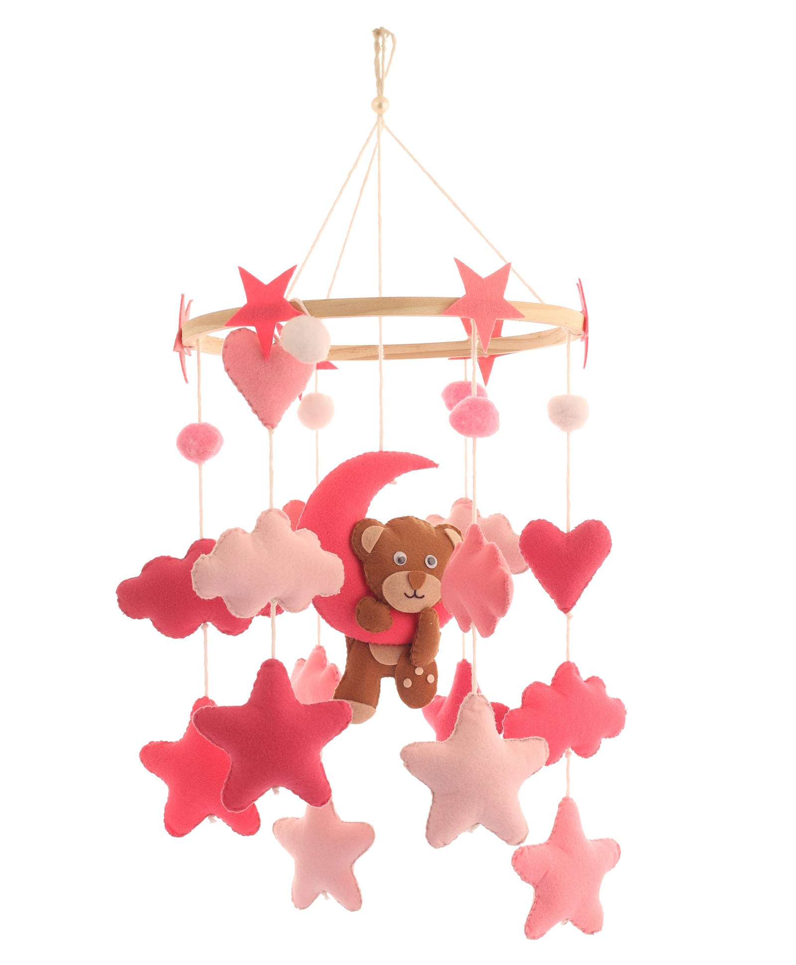 li'll pumpkins LillPumpkins Personalized Felt Teddy Theme Baby Cot Mobile Hanger for baby crib- Pink-picture-11