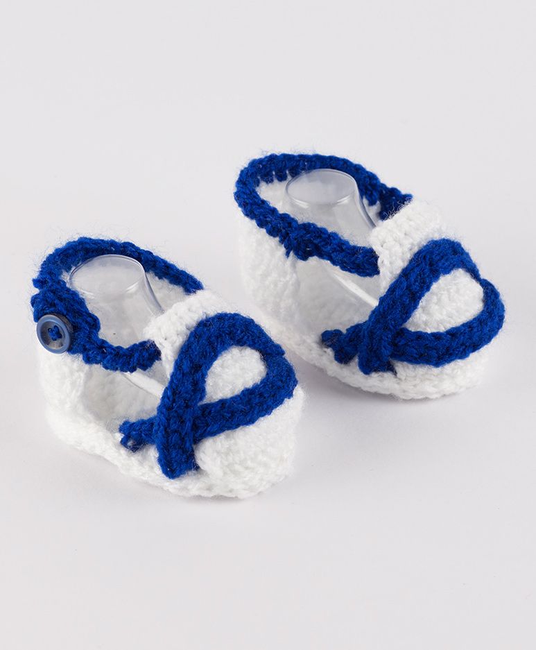 Knits & Knots Strapped Sandal Style Booties - White & Navy-picture-23