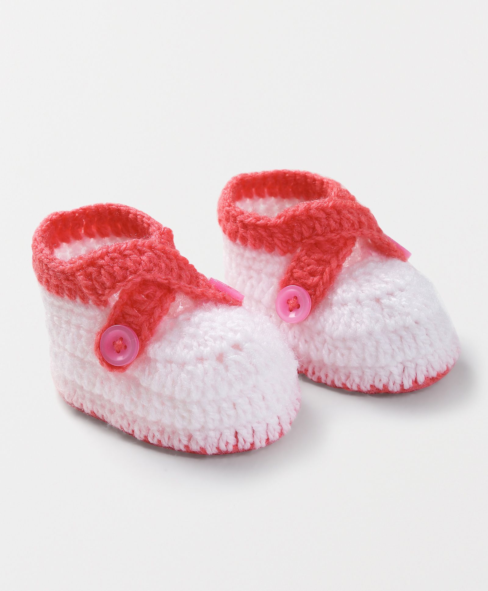 Knits & Knots crochet Cross Over Strap Booties - White & Pink-image-41