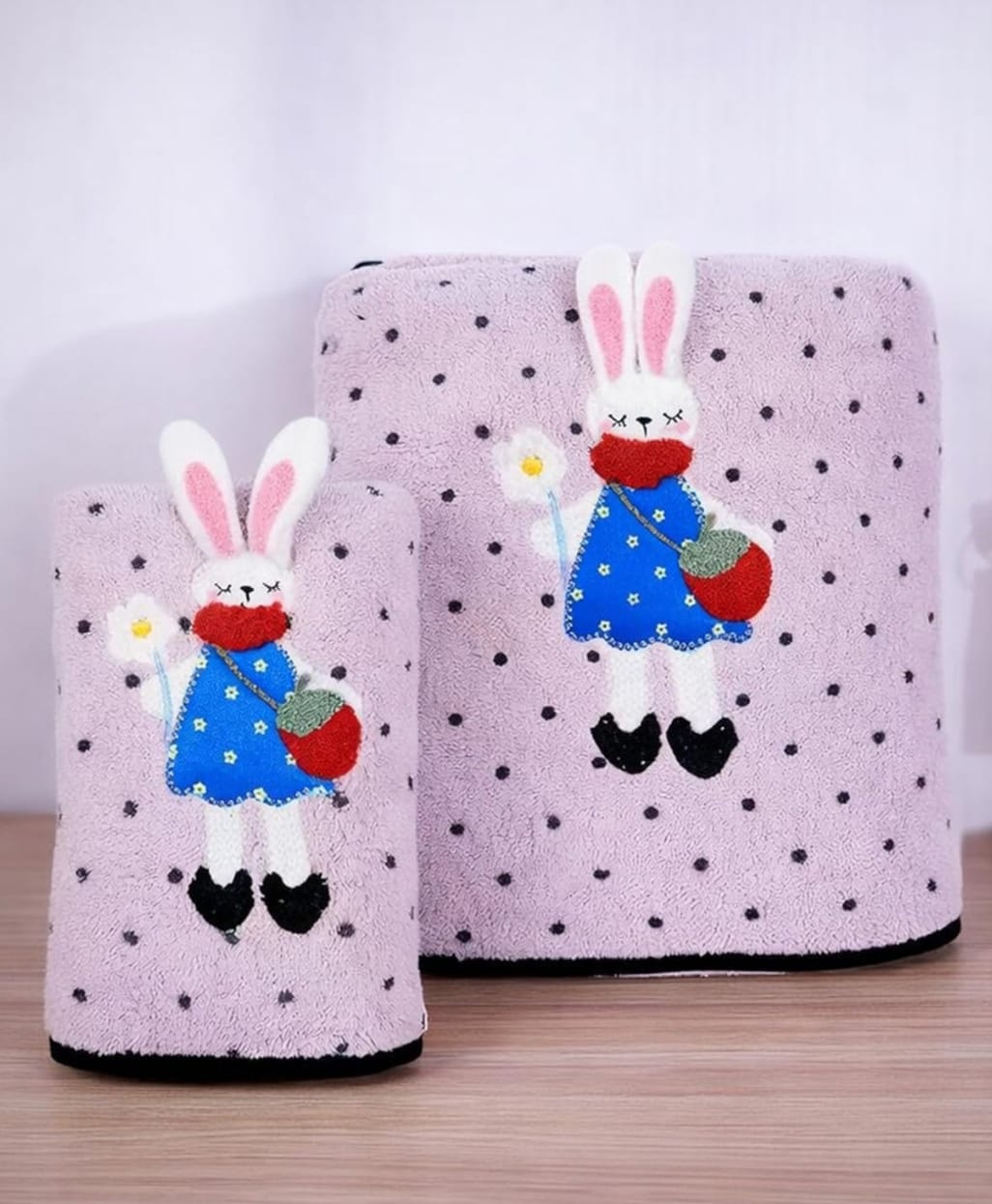 The little lookers Pack Of 2 Bunny Applique Detailed Towels - Pink-picture-21