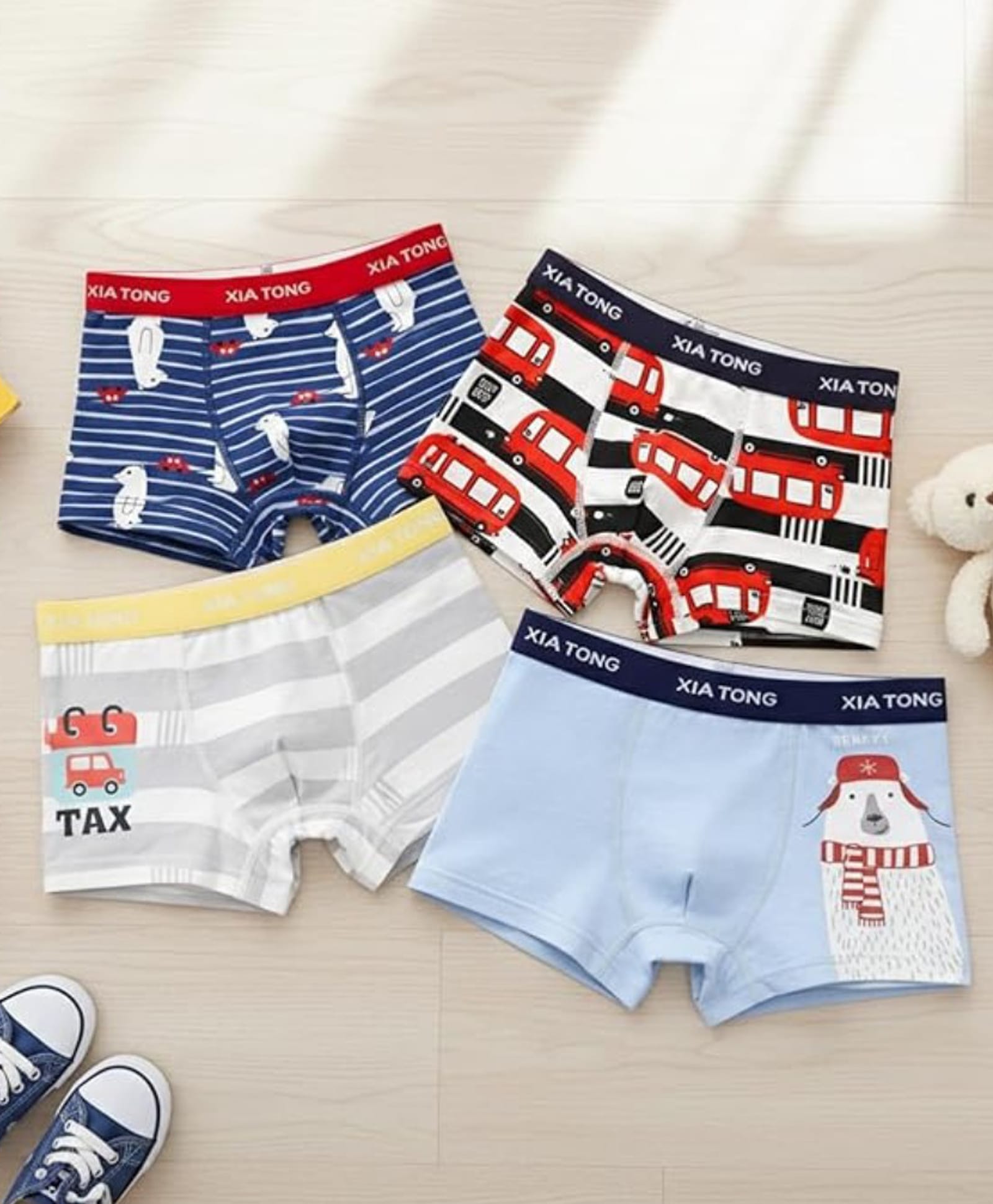 The little lookers Cotton Knit Pack Of 4 Vehicles & Animals Printed Boxers - Multi Colour-image-32