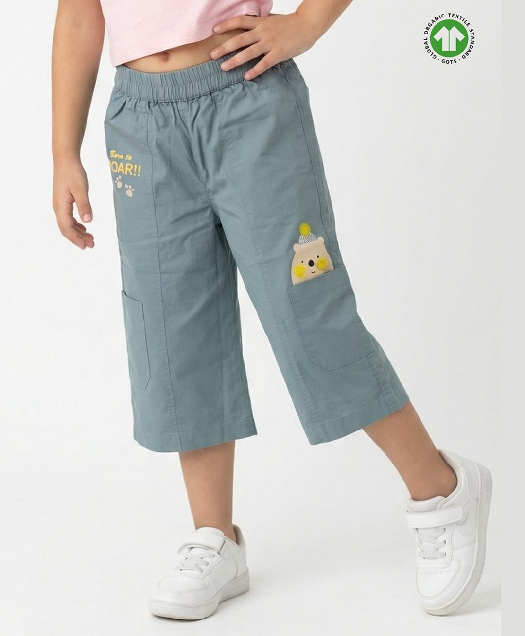 Pranava Organic Cotton Poplin Woven Bear Printed Pants - Blue-picture-23