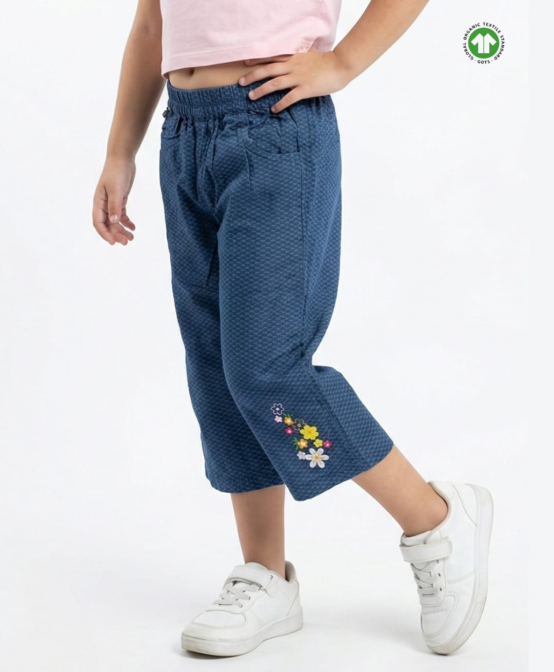 Pranava Organic Cotton Poplin Woven Floral Embroidered Pants - Blue-image-39