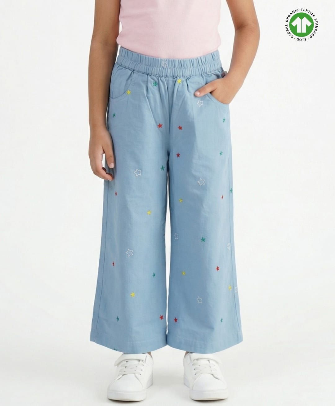 Pranava Organic Cotton Woven Stars Printed Pants - Blue-image-41