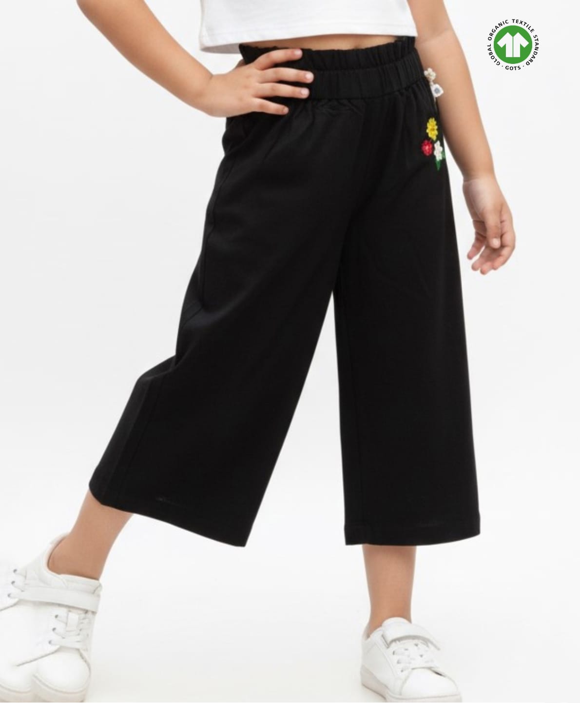 Pranava Organic Cotton Woven Floral Embroidered Pants - Black-picture-10