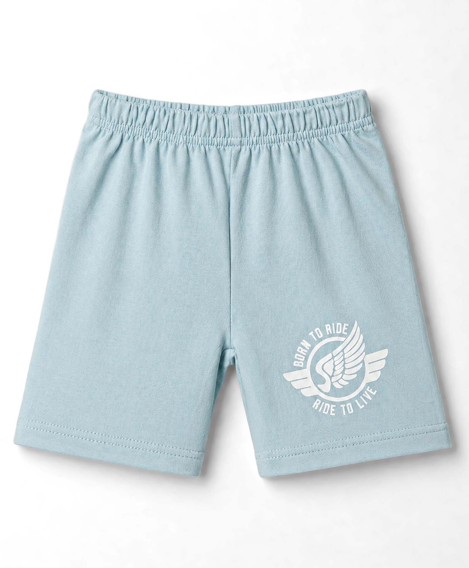 Tango Single Jersey Knit Knee Length Text Printed Shorts - Light Blue-picture-12