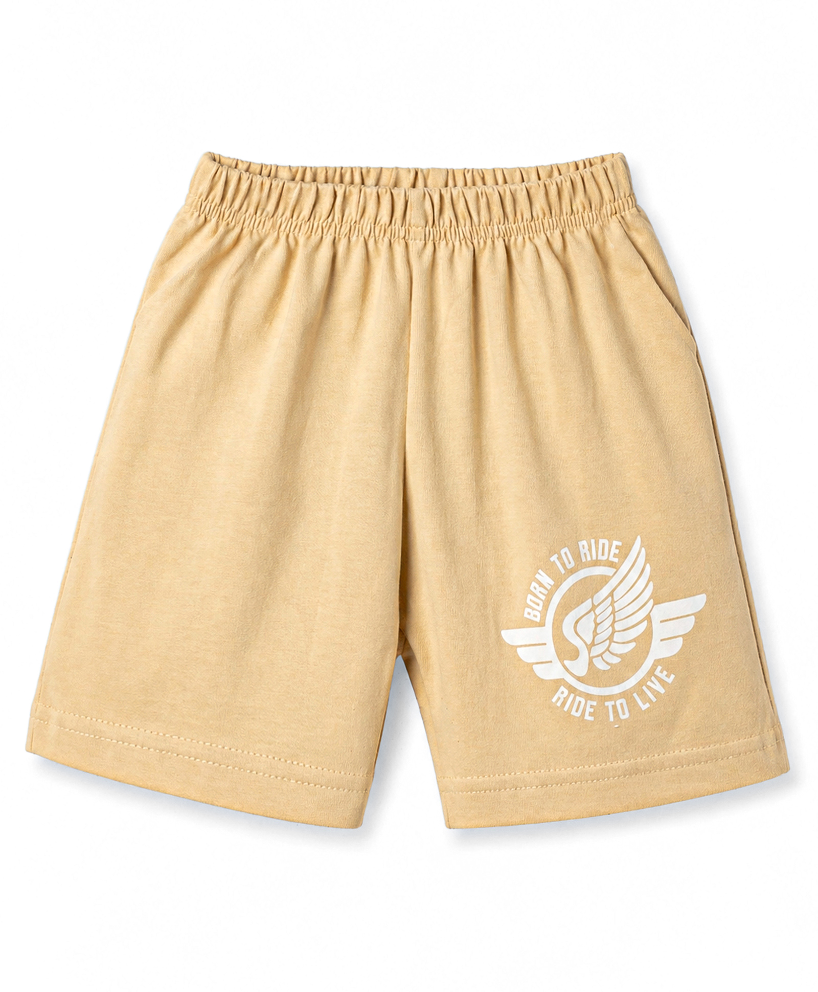 Tango Single Jersey Knit Knee Length Text Printed Shorts - Cream-picture-10