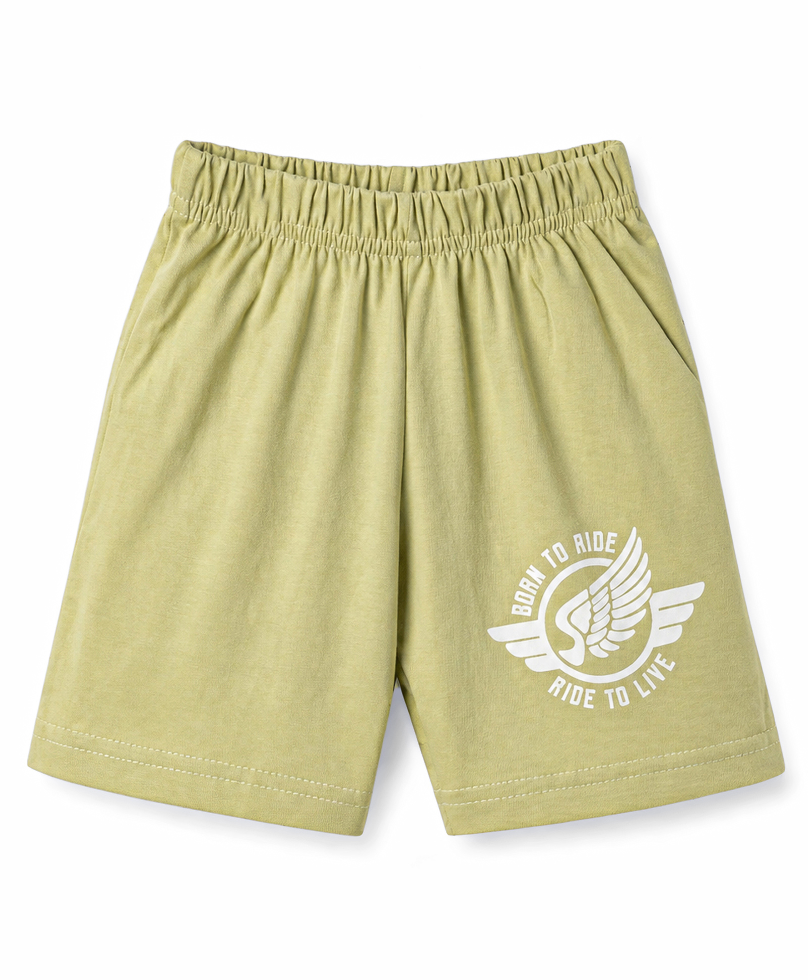 Tango Single Jersey Knit Knee Length Text Printed Shorts - Light Green-picture-17