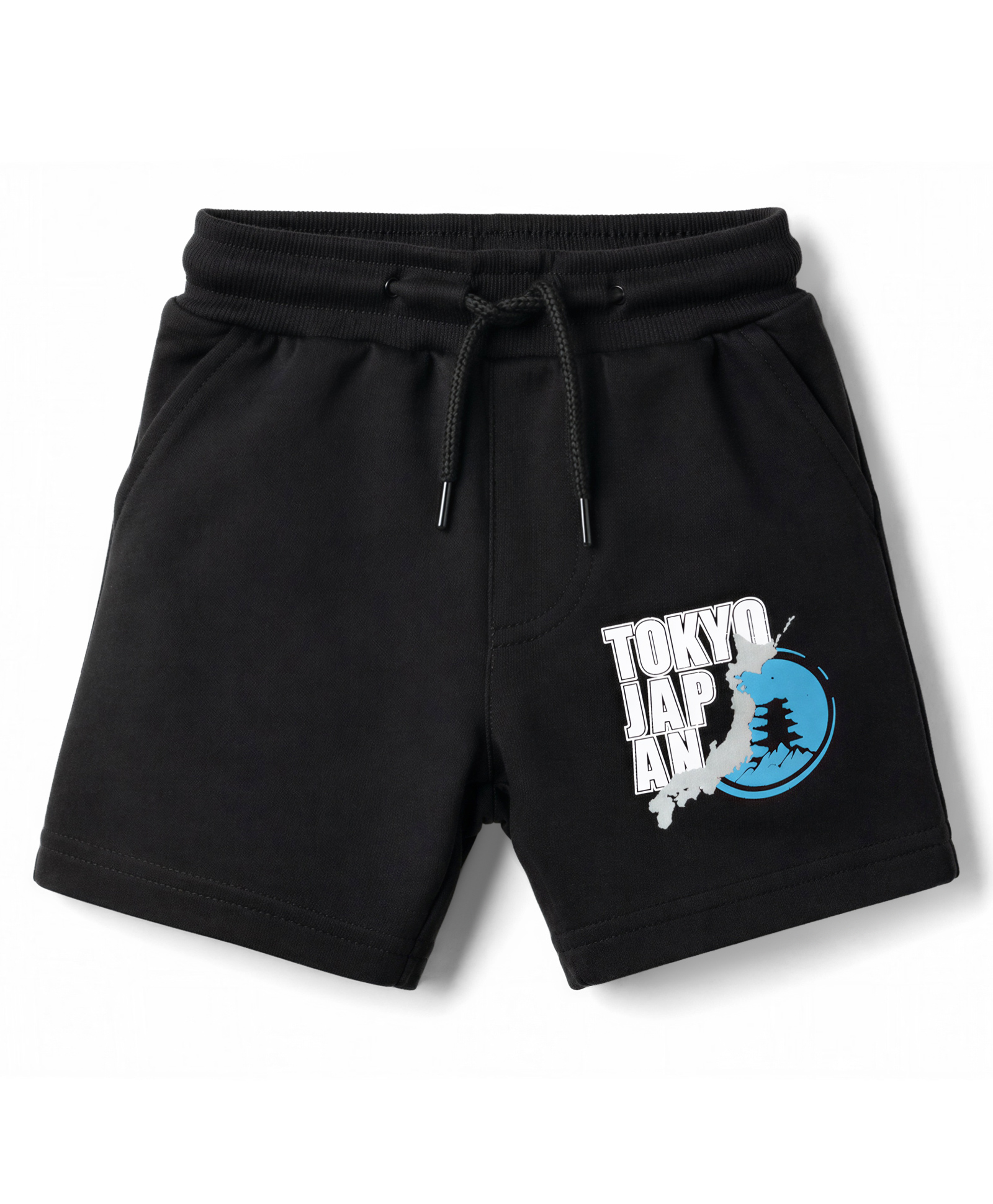 Taeko Single Jersey Knit Knee Length Text Printed Shorts - Black-picture-20