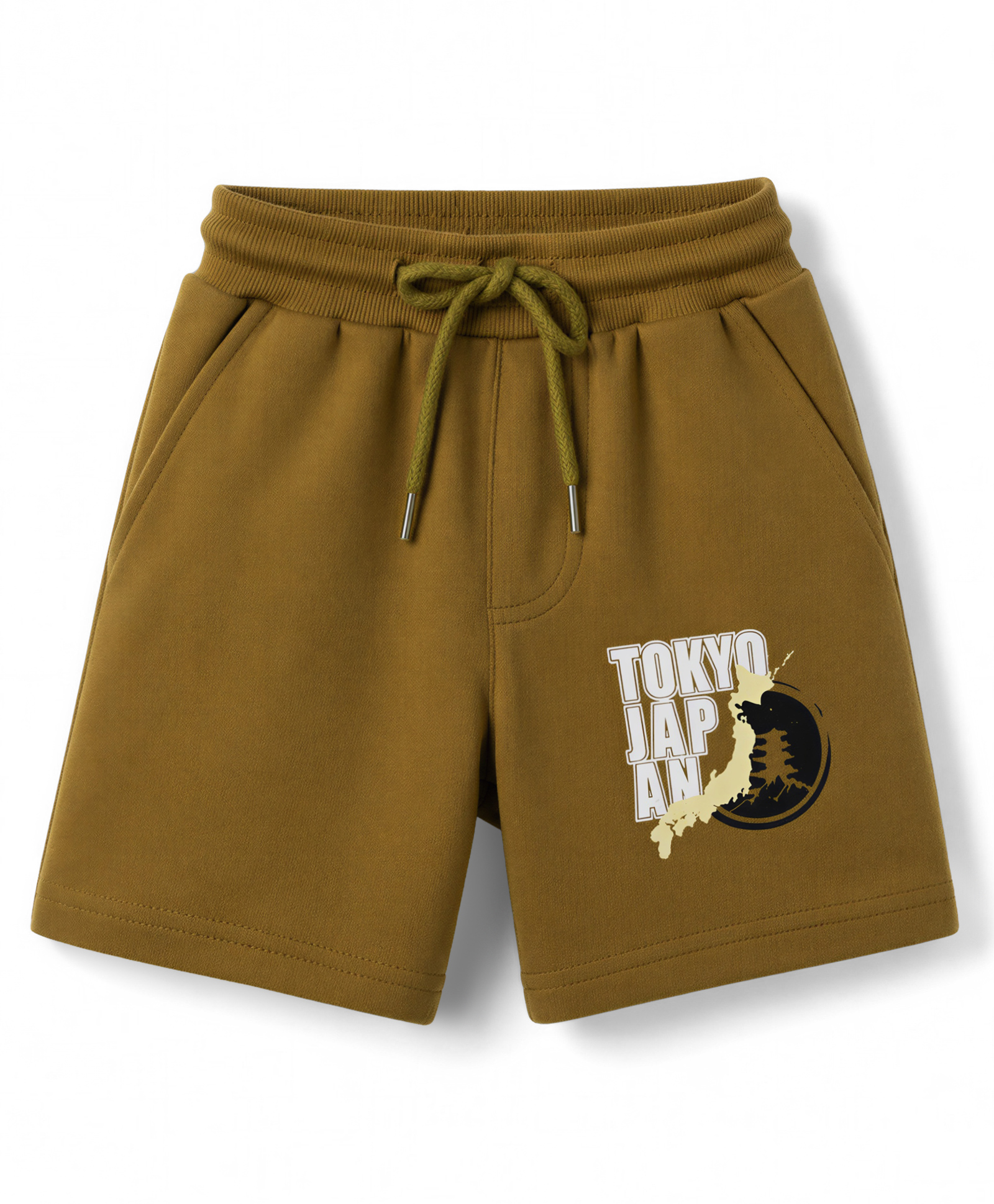 Taeko Single Jersey Knit Knee Length Text Printed Shorts - Brown-picture-23