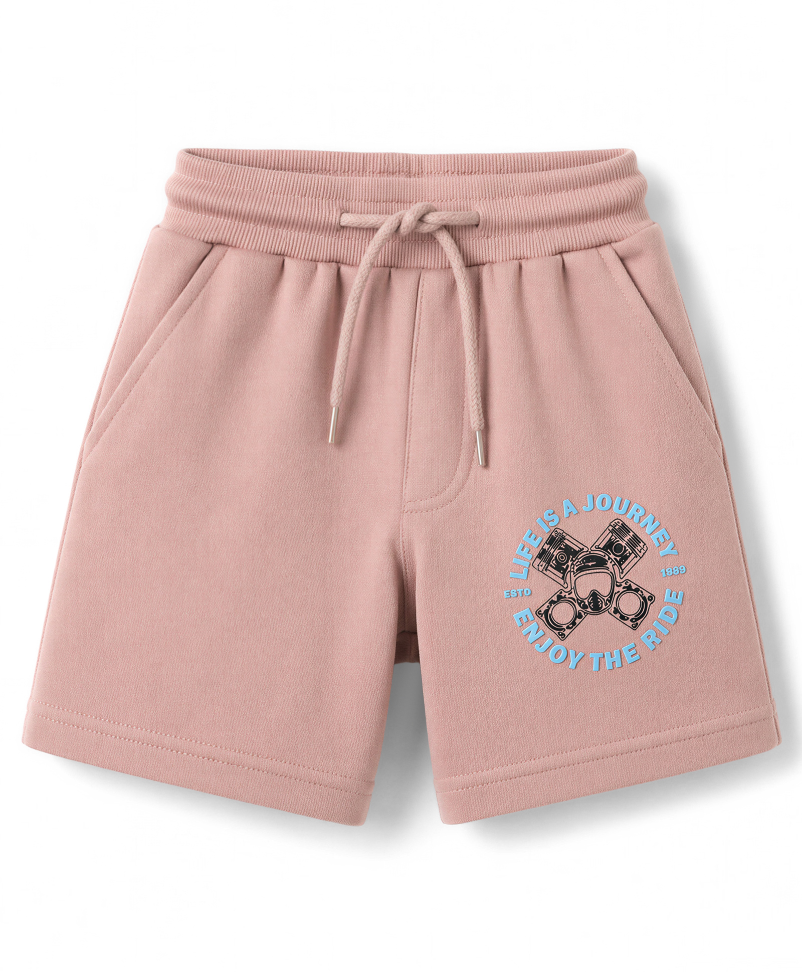 Taeko Single Jersey Knit Knee Length Text Printed Shorts - Pink-image-33