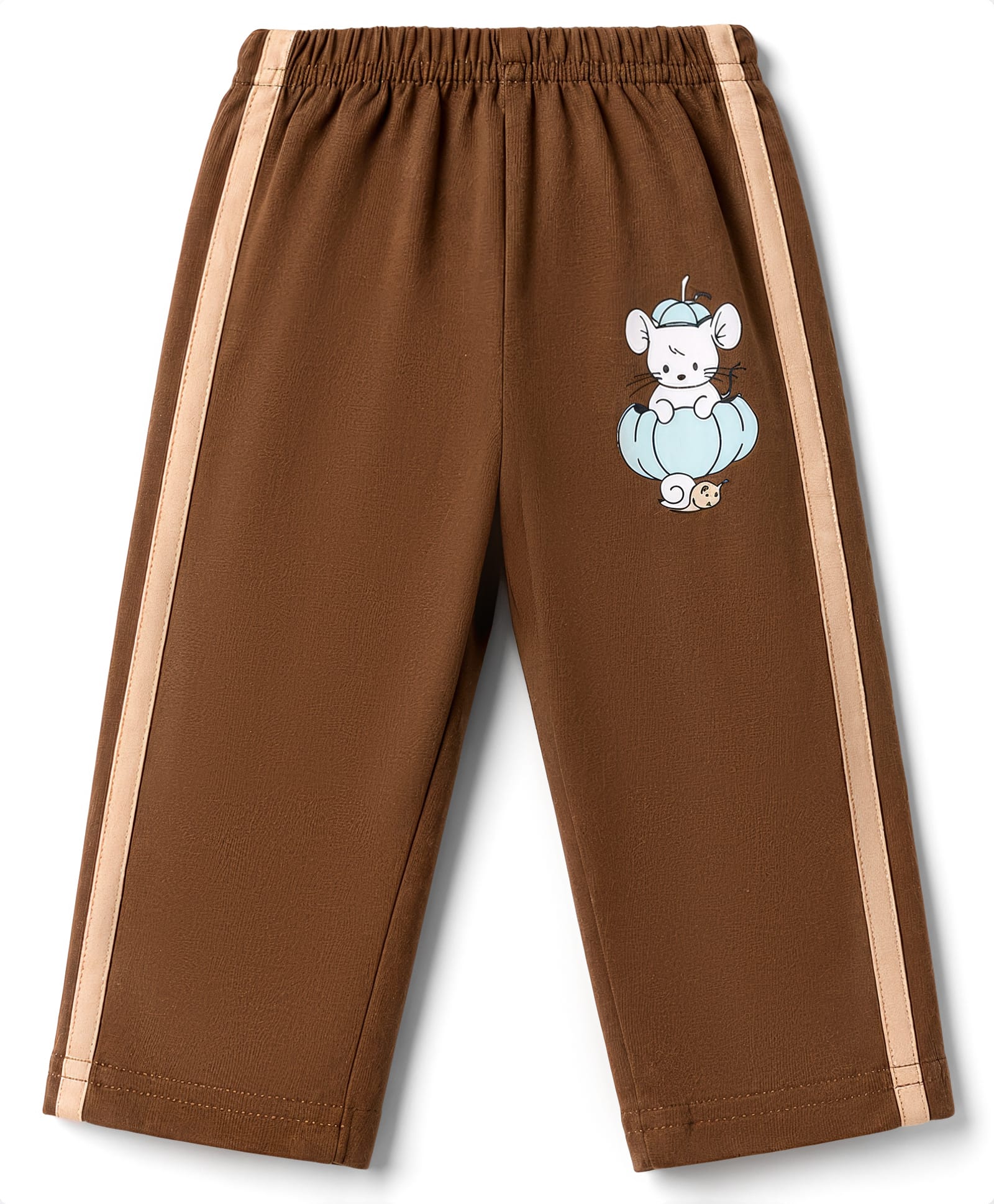Tango Single Jersey Knit Full Length Mouse & Snail Printed Lounge Pant With Tape Detailing - Brown-picture-36