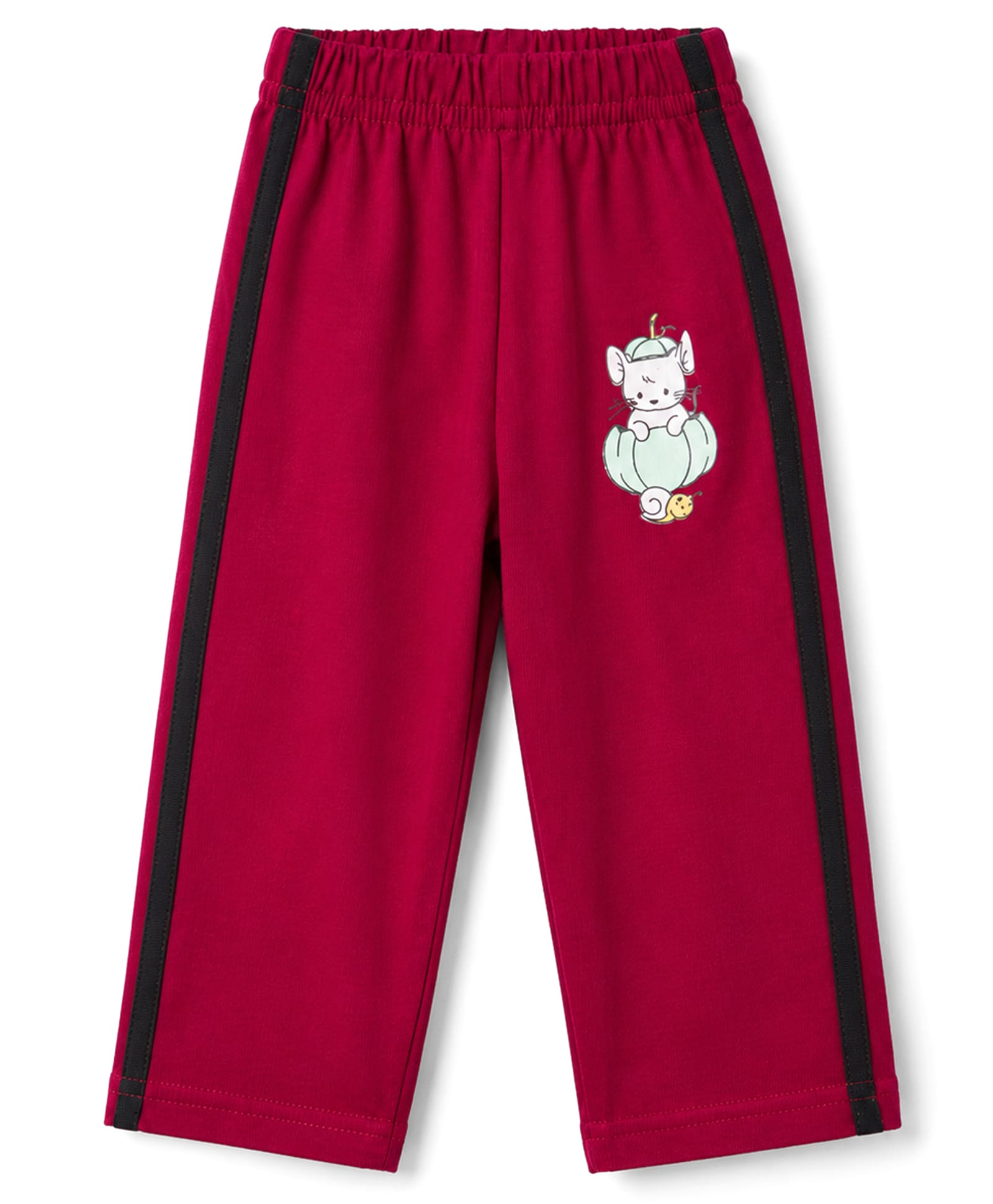 Tango Single Jersey Knit Full Length Mouse & Snail Printed Lounge Pant With Tape Detailing - Red-image-27