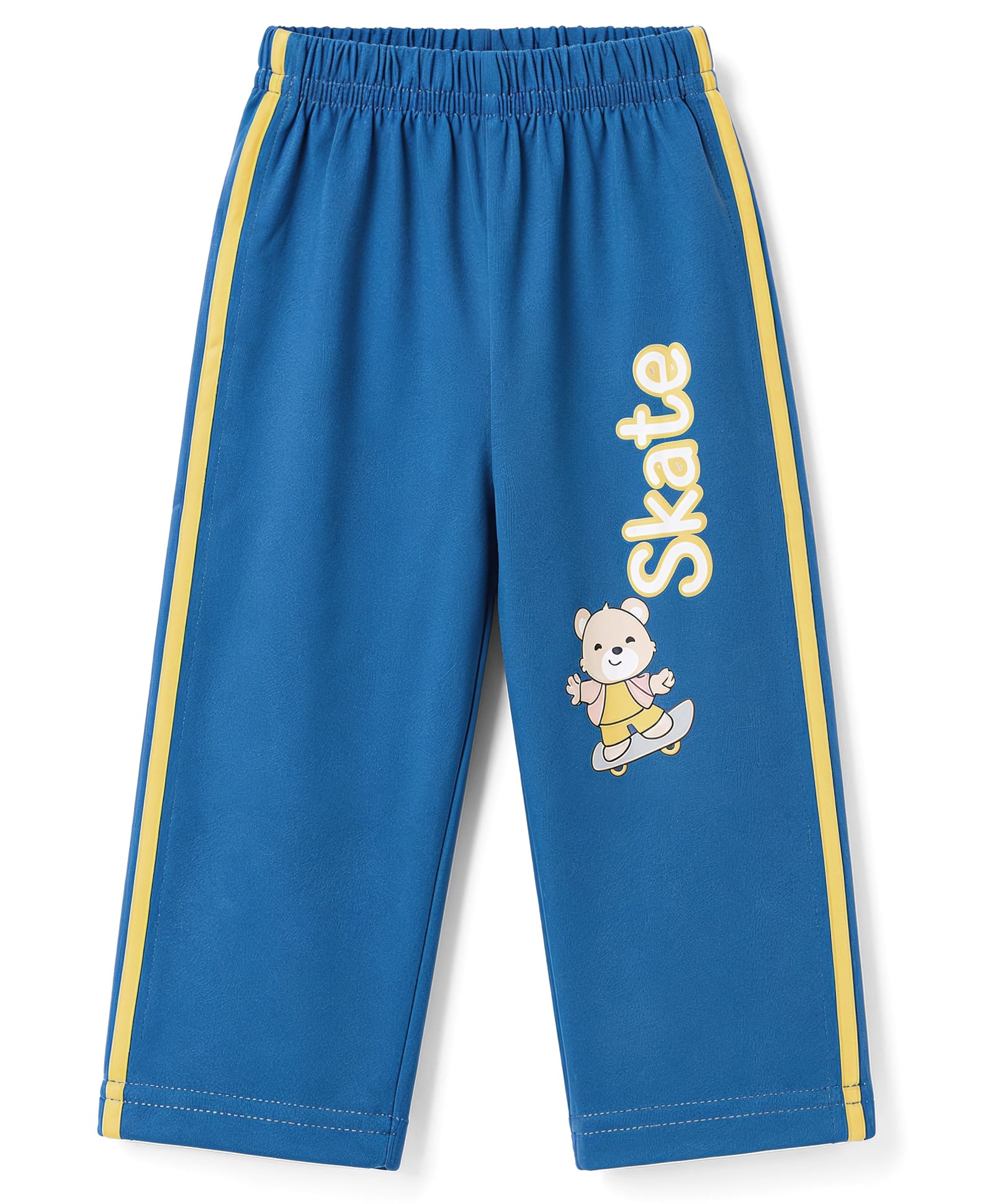 Tango Single Jersey Knit Full Length Bear Printed Lounge Pant With Tape Detailing - Blue-image-6
