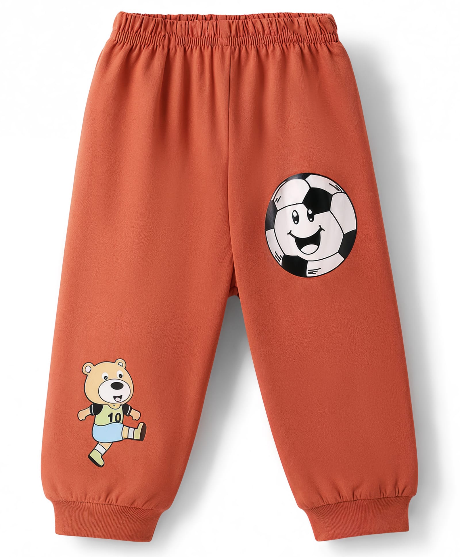 Tango Single Jersey Knit Full Length Bear & Sports Theme Printed Lounge Pant - Orange-picture-28