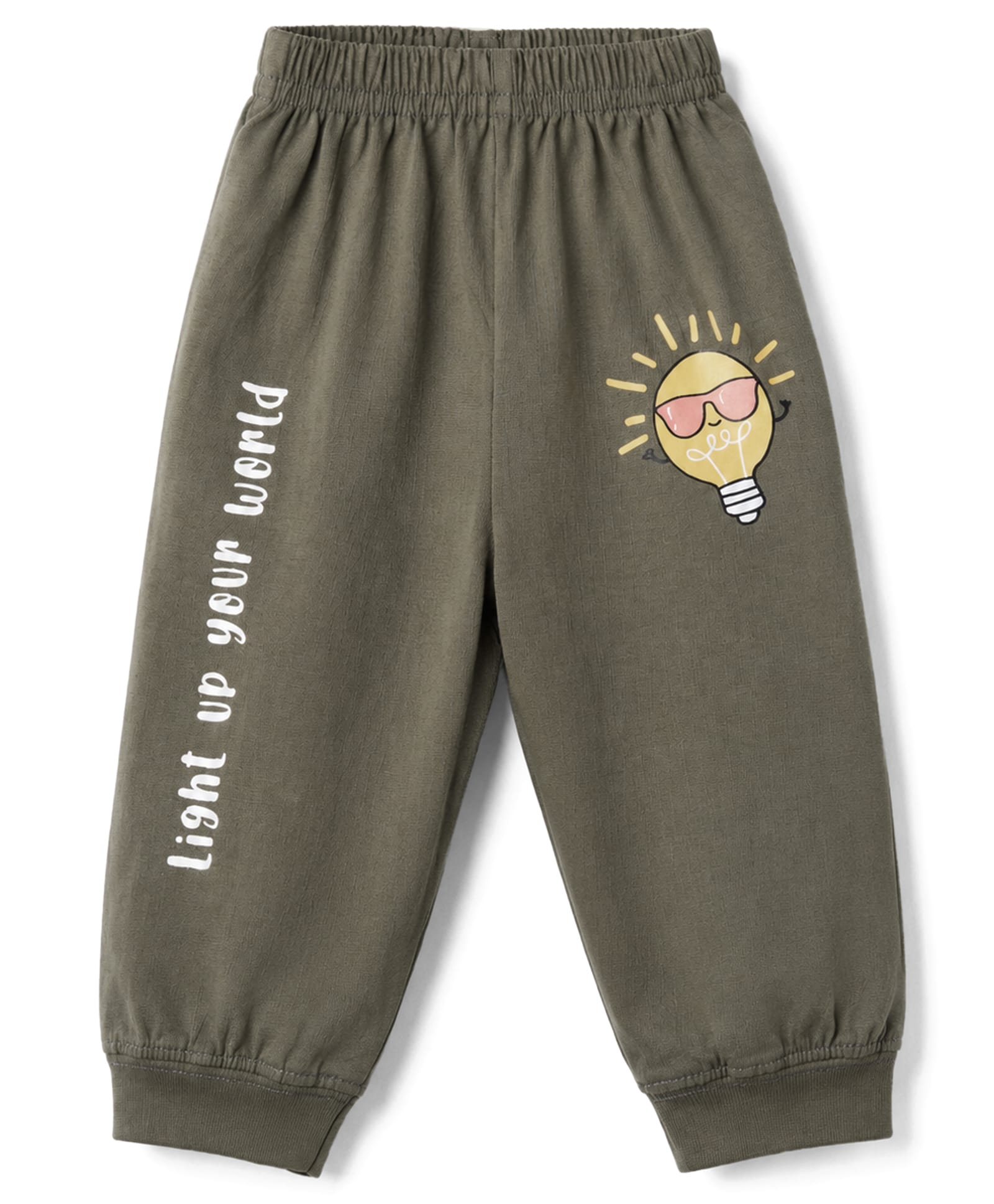 Tango Single Jersey Knit Full Length Text Printed Lounge Pant - Olive Green-image-32