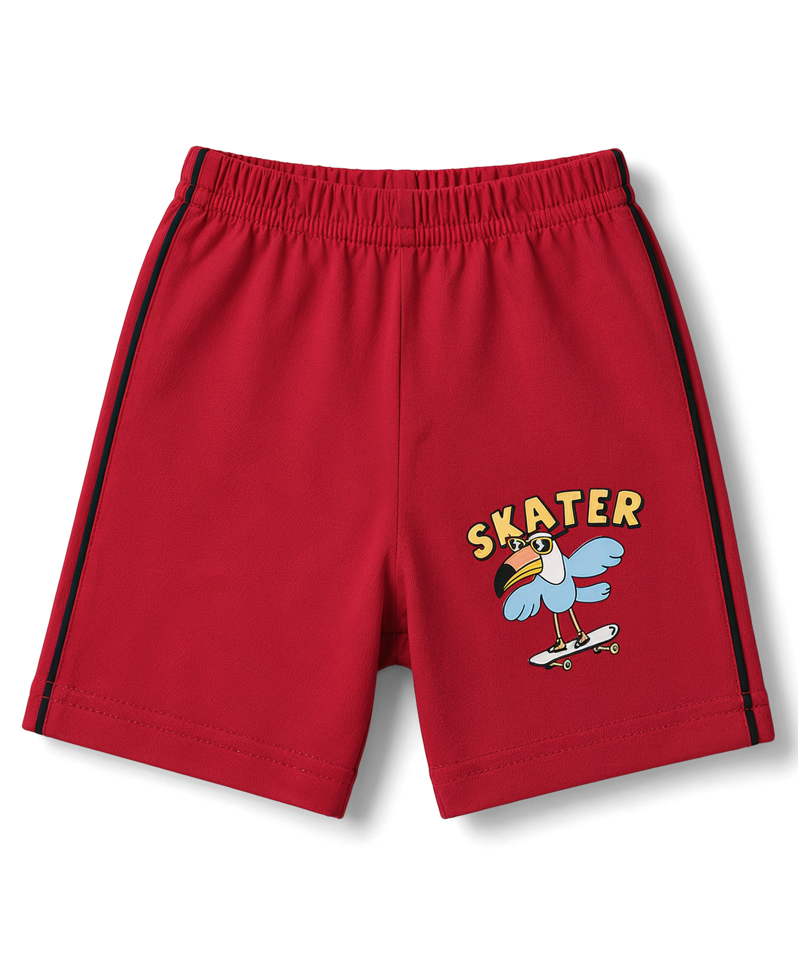 Tango Single Jersey Knit Knee Length Shorts With Bird Print - Red-image-26