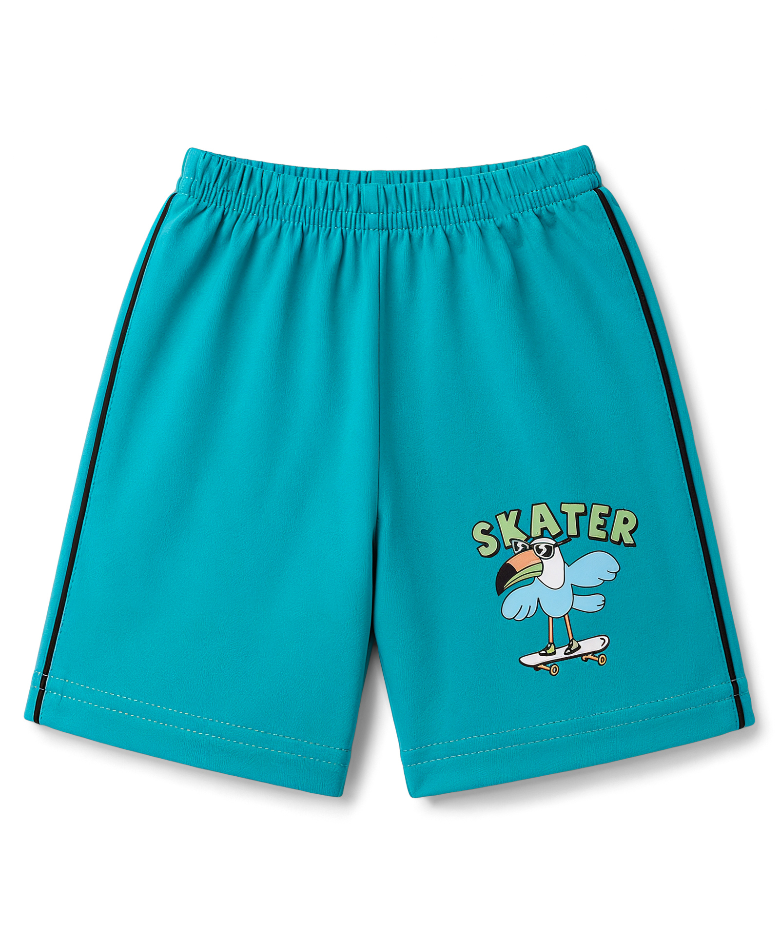 Tango Single Jersey Knit Knee Length Shorts With Bird Print - Teal Blue-picture-31