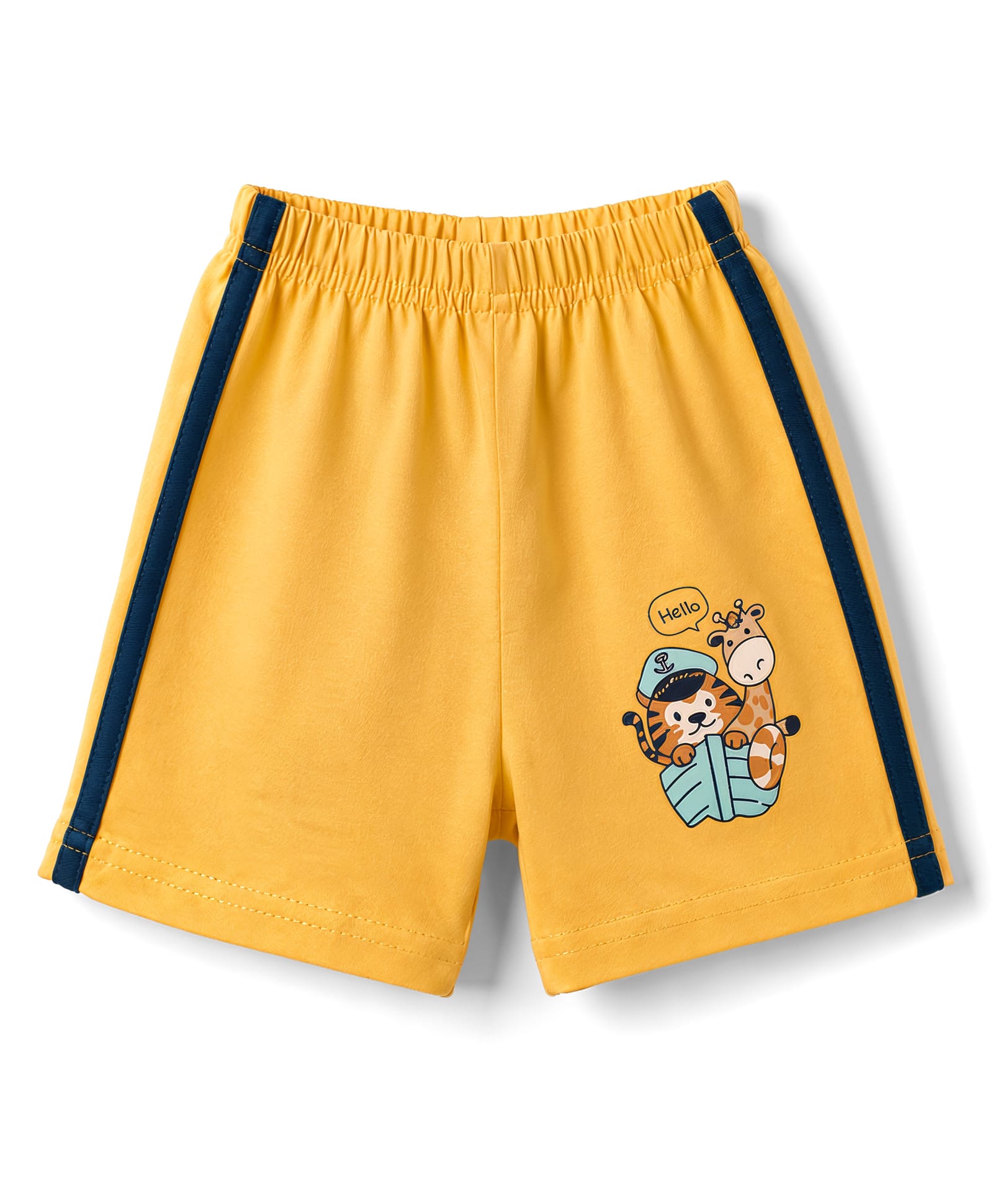 Tango Single Jersey Knit Knee Length Shorts With Animal Print - Mustard-picture-5