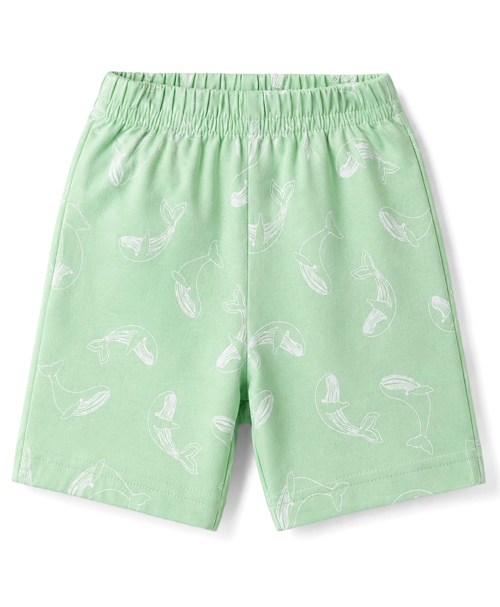 Tango Single Jersey Knit Knee Length Shorts With Whale Print - Green-picture-20