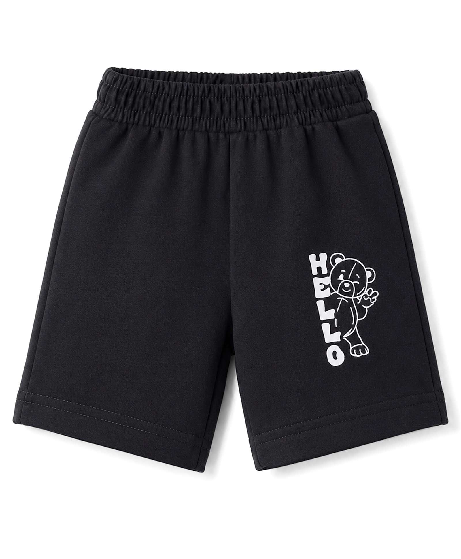 Tango Looper Knit Knee Length Bear Printed Shorts - Black-picture-23
