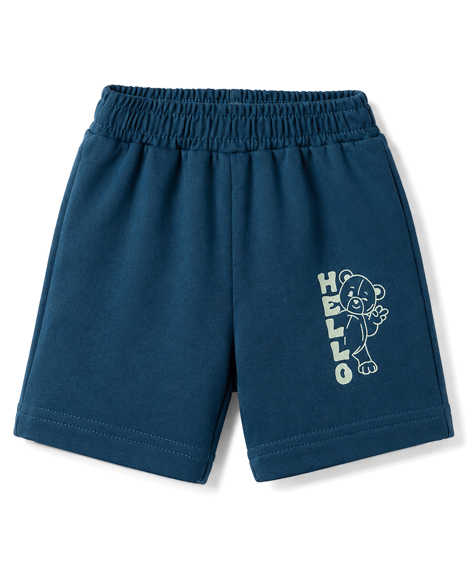 Tango Looper Knit Knee Length Bear Printed Shorts - Blue-picture-25